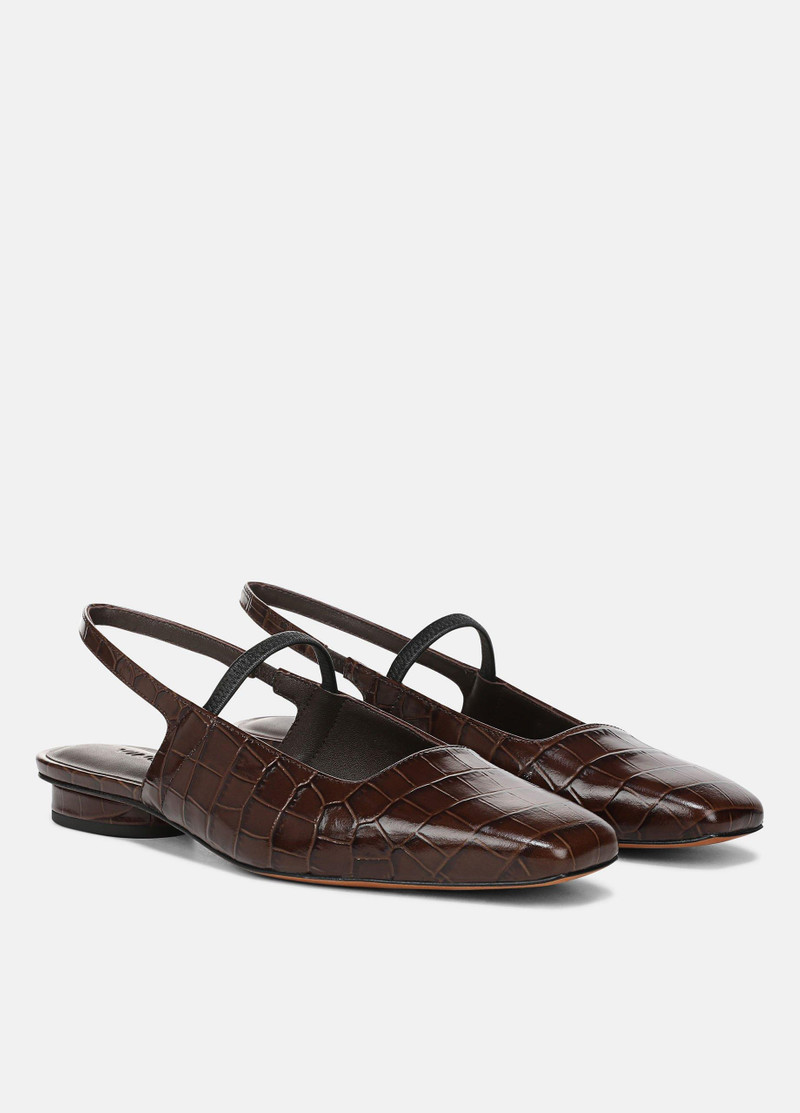 Venice Croc-Embossed Leather Slingback Flat 2