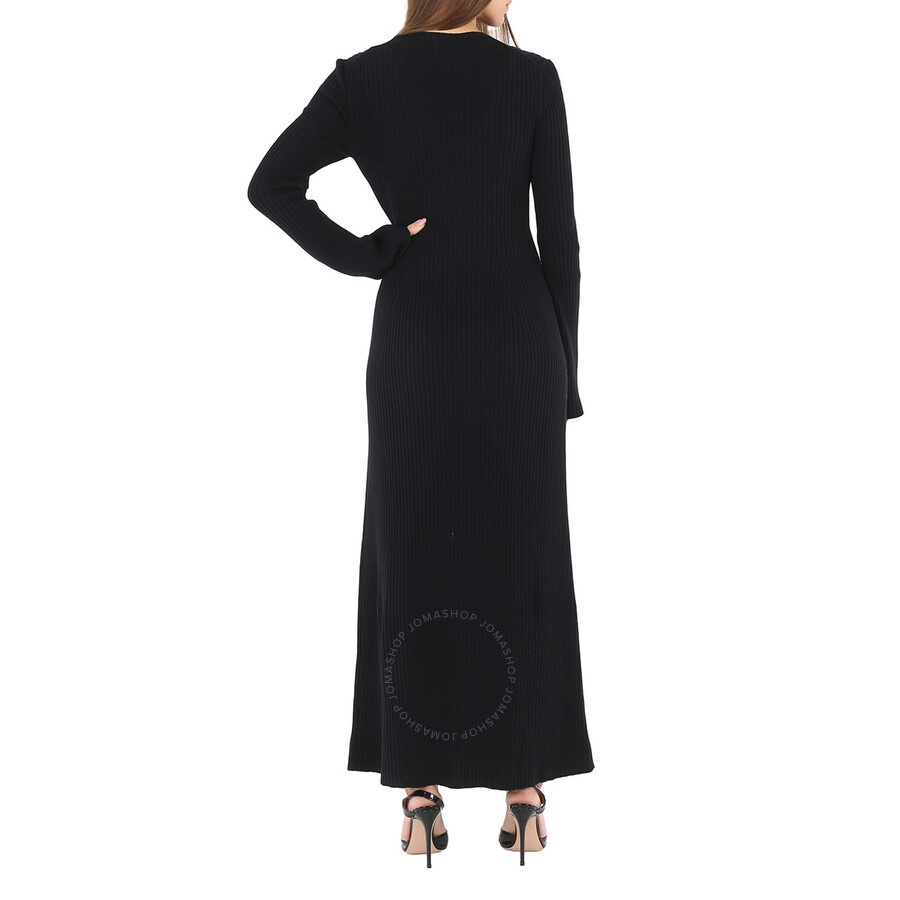 Chloe Ladies Black Long Knitted Wool And Cashmere Dress - 6