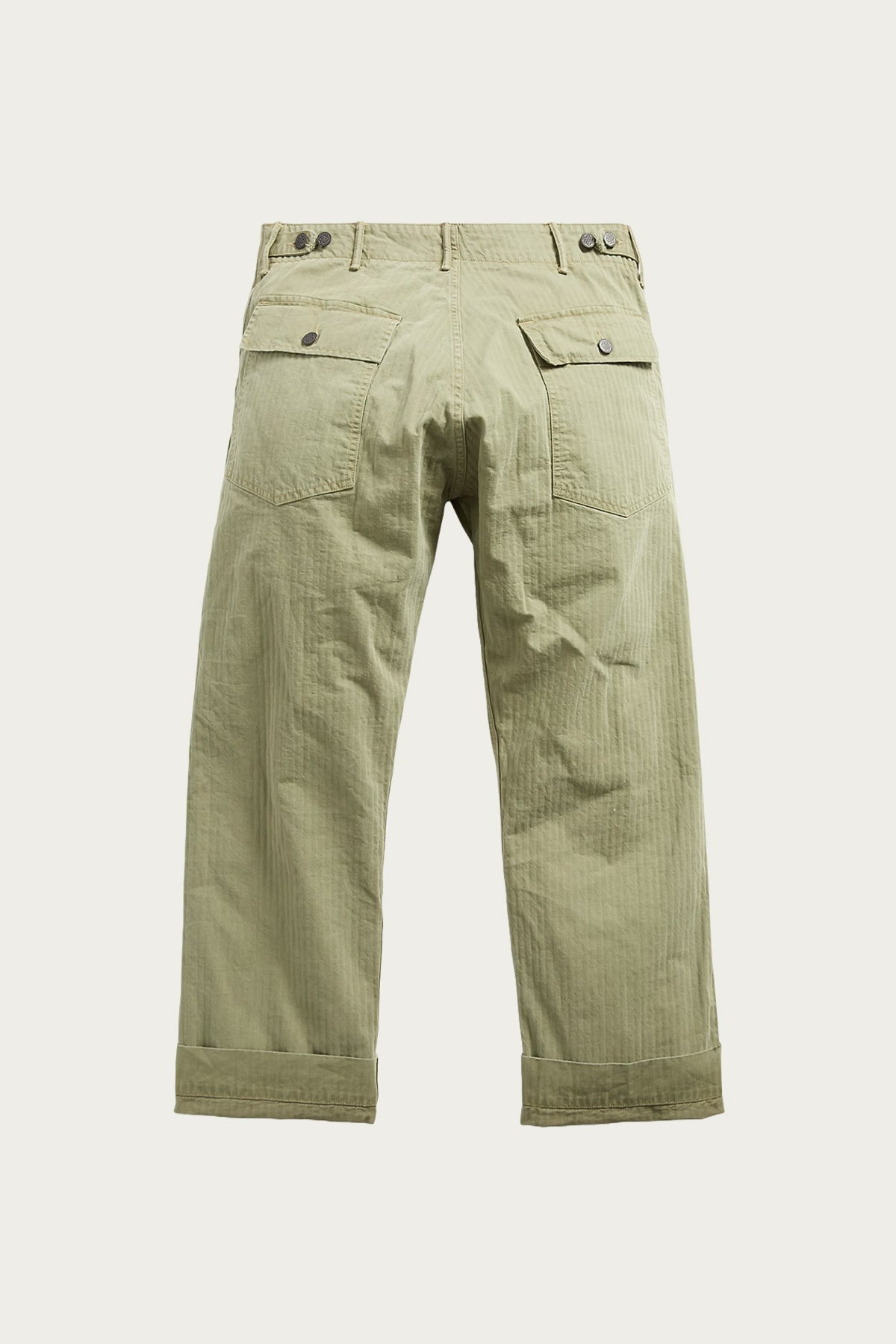 Flat Front Cotton Herringbone Army Utility Pant - Brewster Green - 2