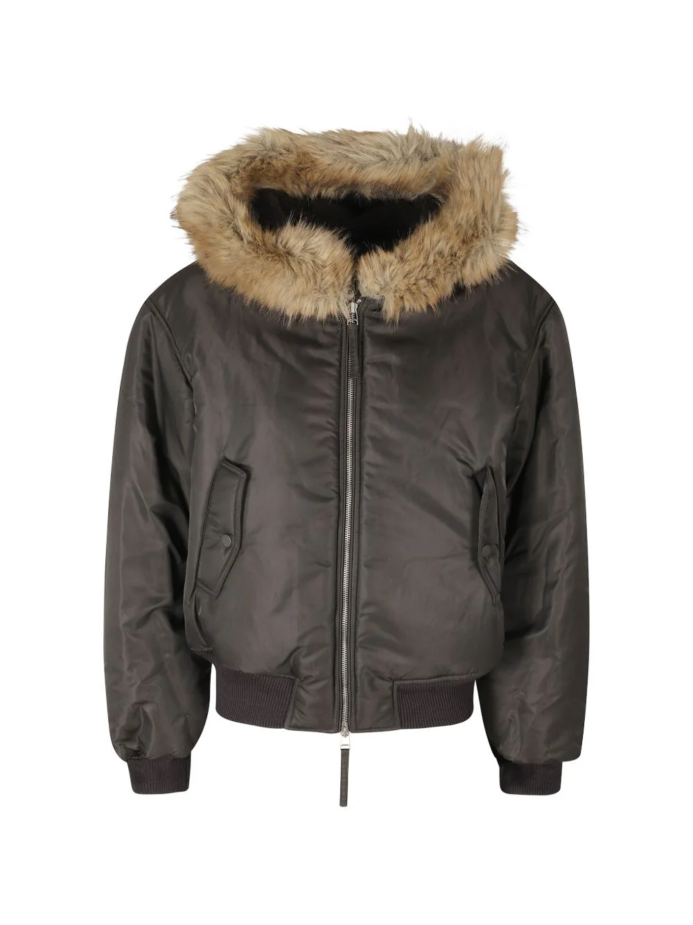 faux-fur trim hooded puffer jacket - 1