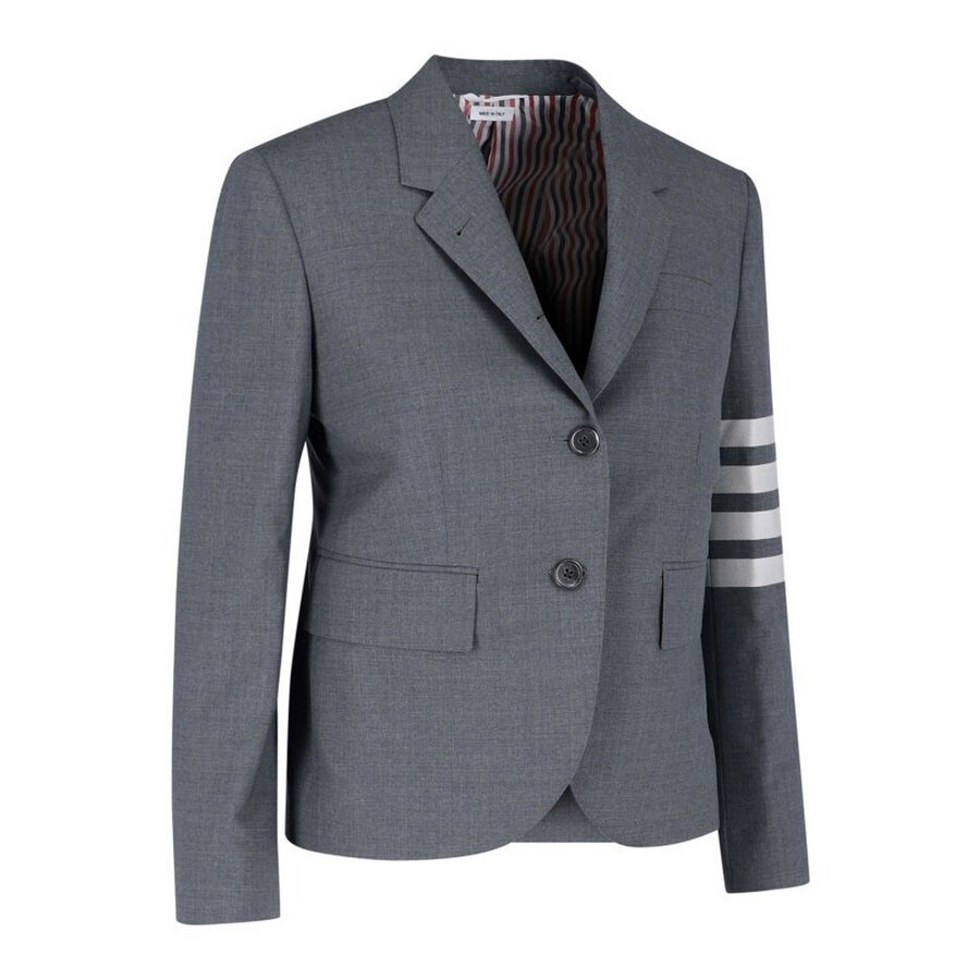 Thom Browne Ladies Med Grey 4-Bar Single-Breasted Blazer - 2