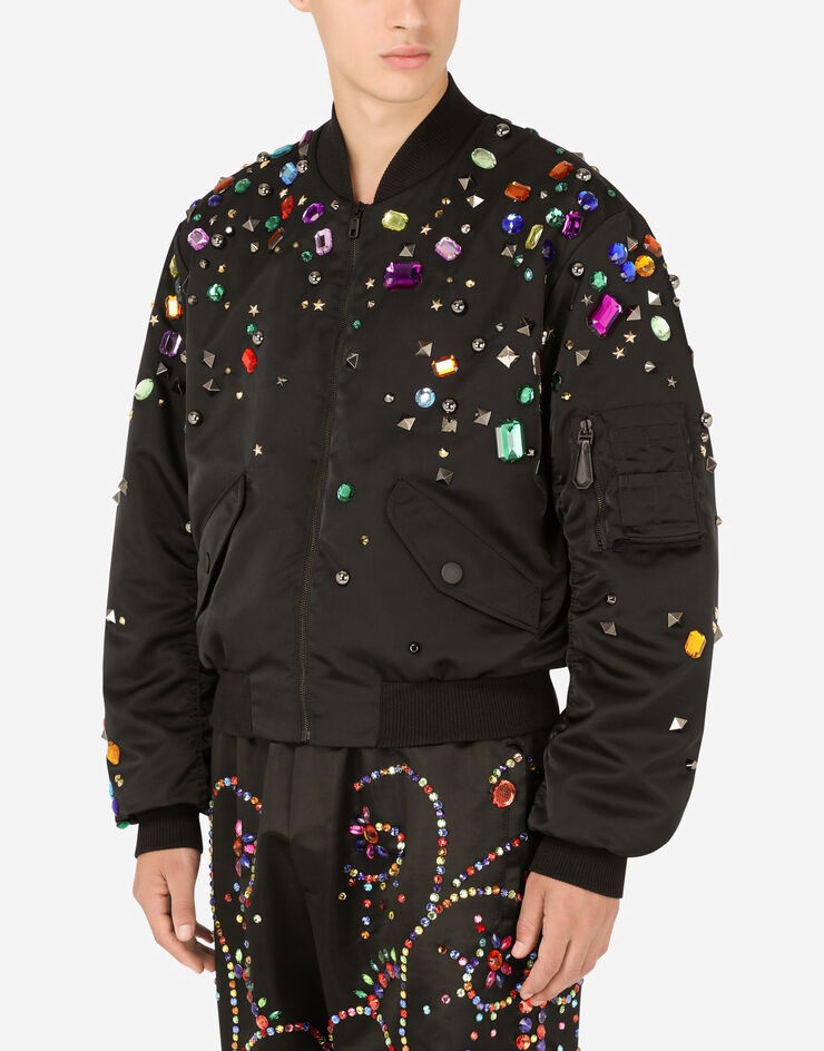 Nylon jacket with crystal and stud embellishment - 4