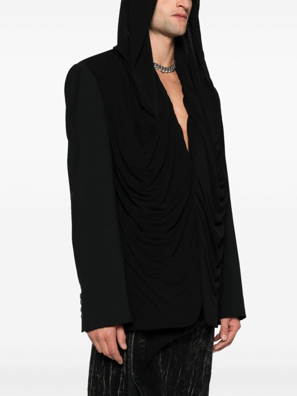 draped hooded blazer - 2