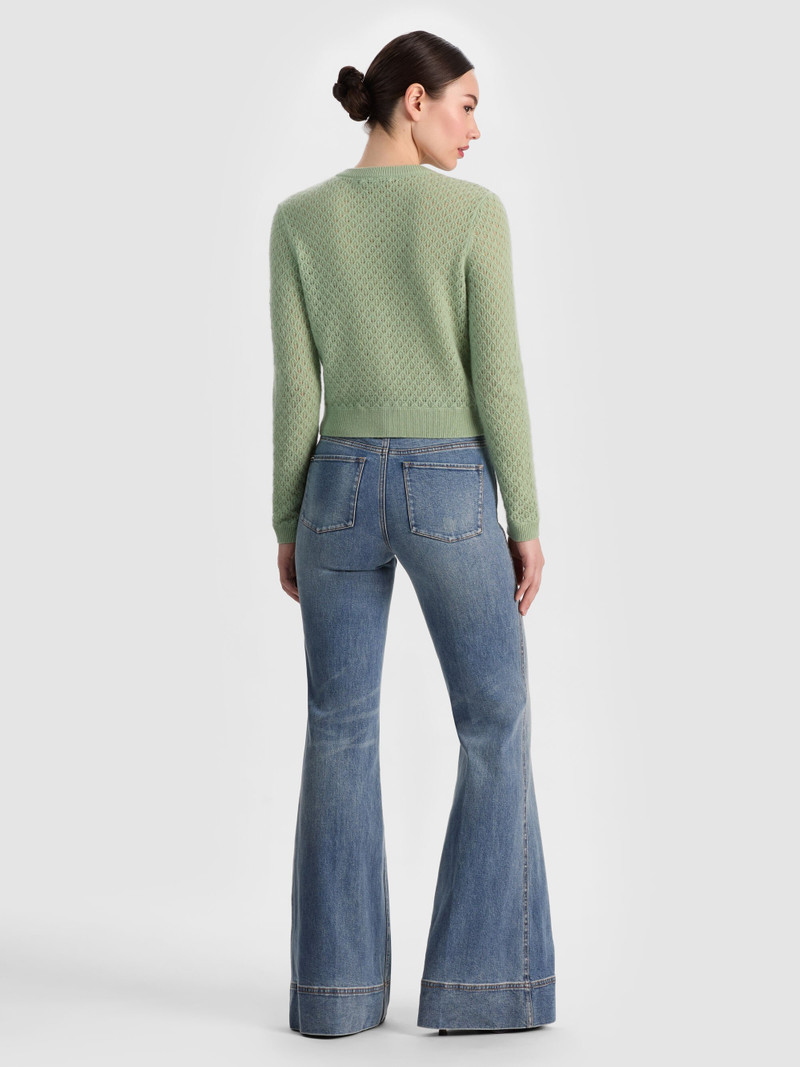 Alice + Olivia DOLLIE POINTELLE CASHMERE CARDIGAN outlook