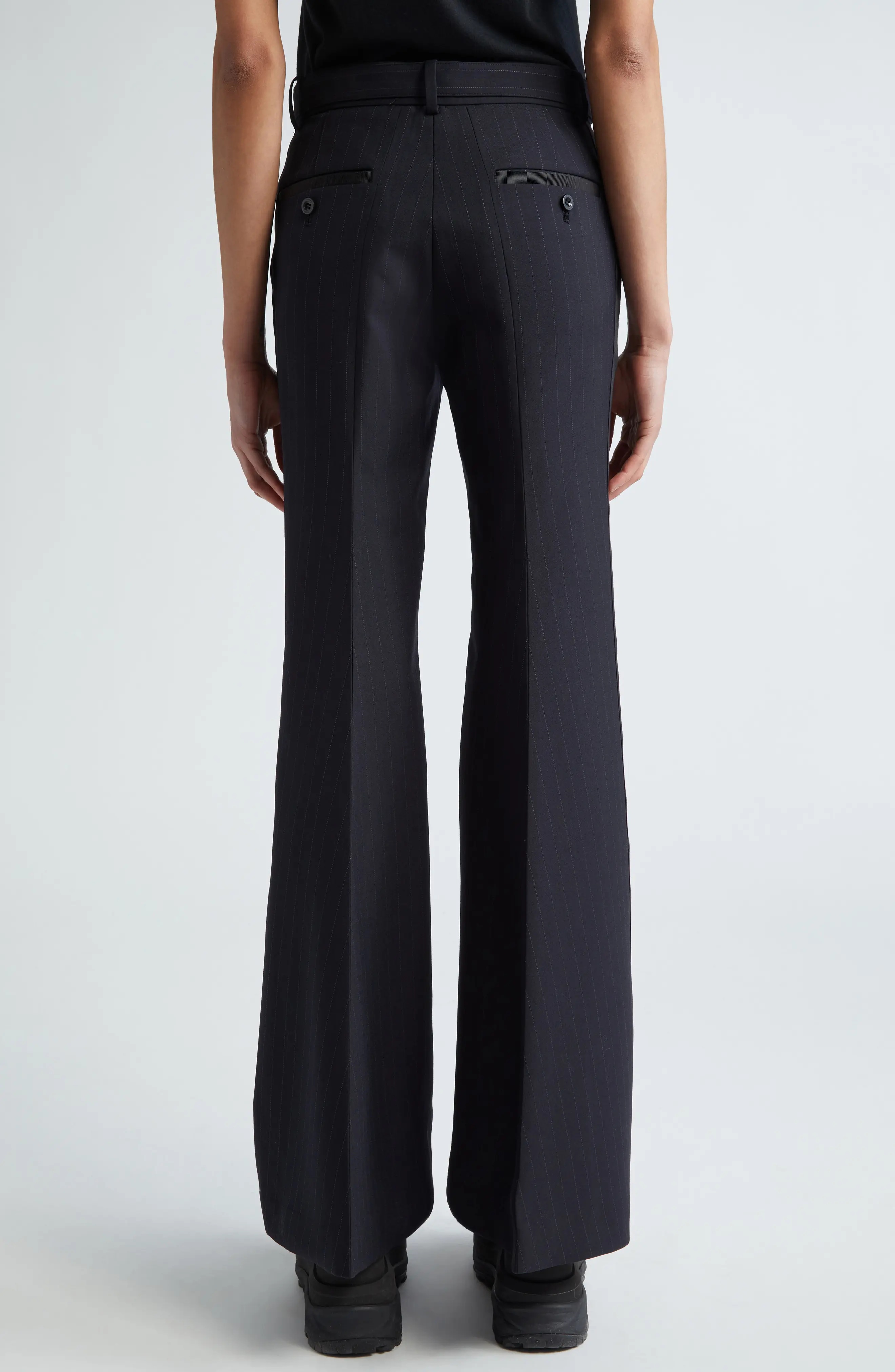 Pinstripe Flare Tuxedo Pants - 3