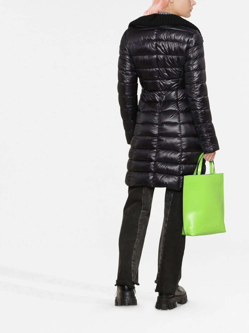 knitted-collar padded coat - 4