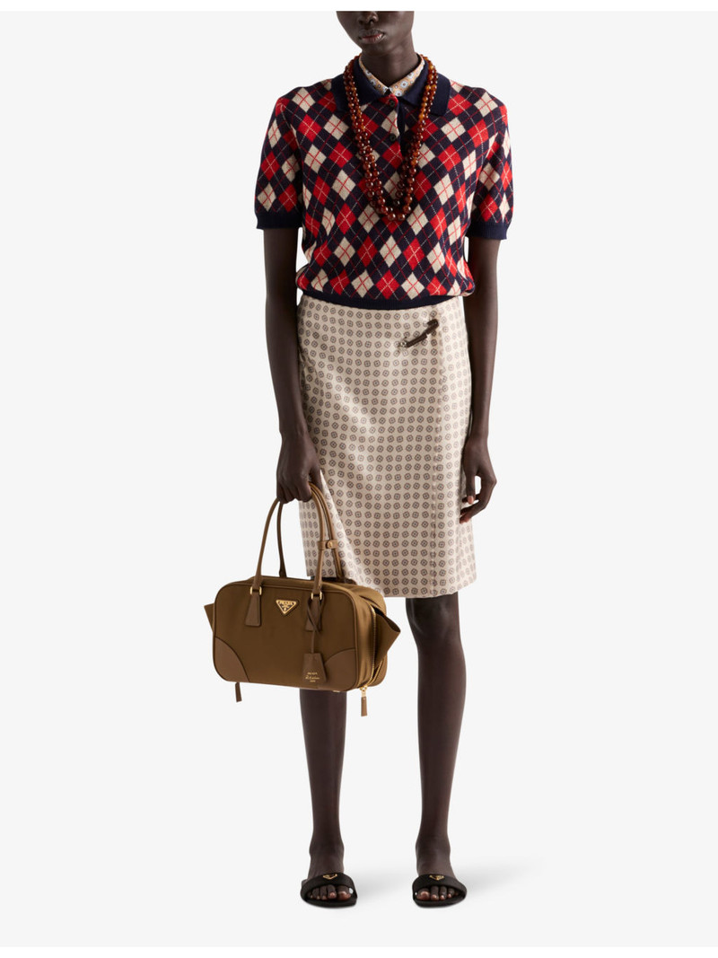 Prada Argyle knit cotton polo shirt outlook