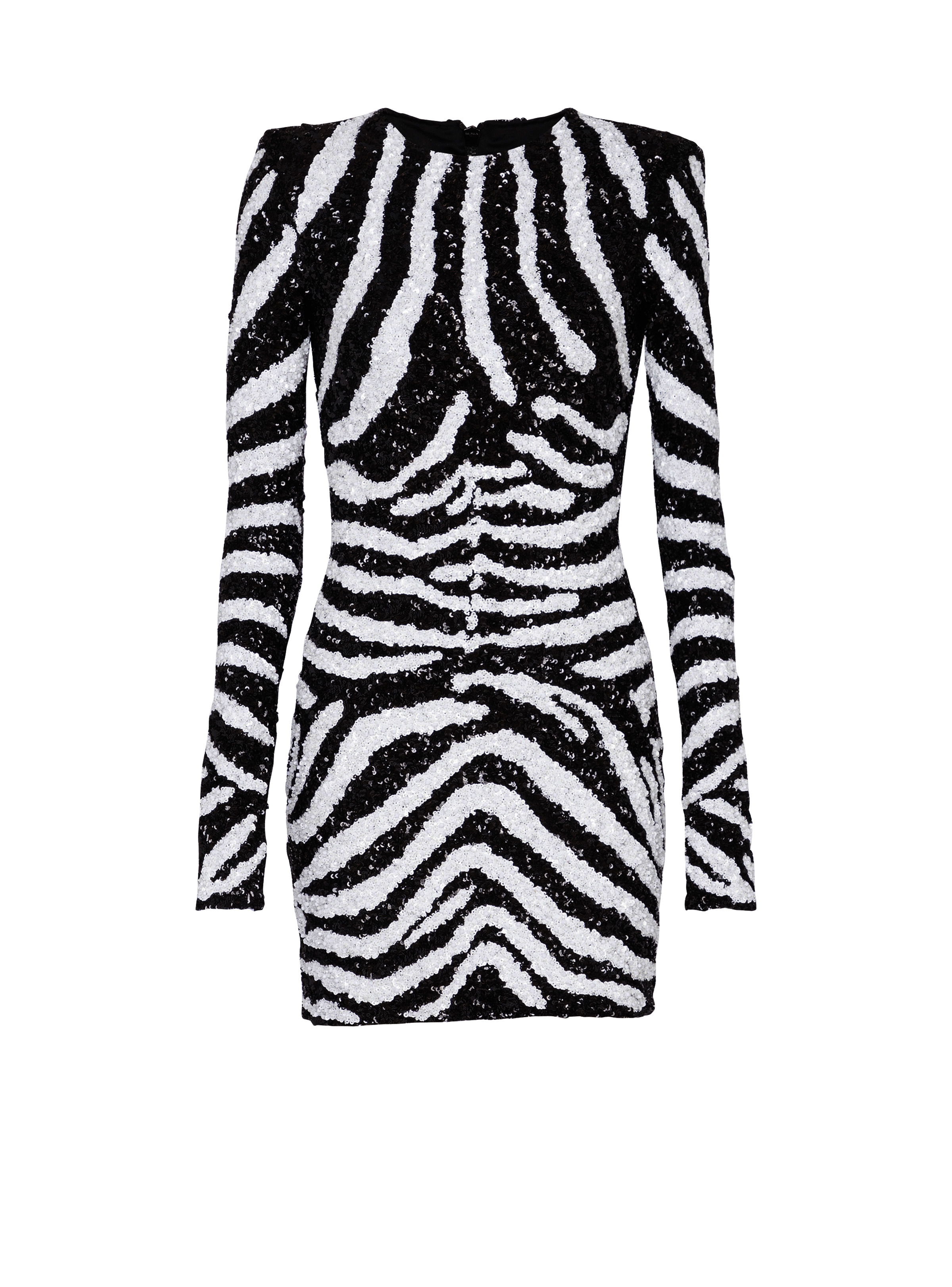 Short two-tone zebra sequin dress - 1