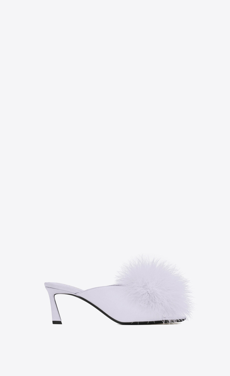 mae mules in crepe satin with feathers - 1