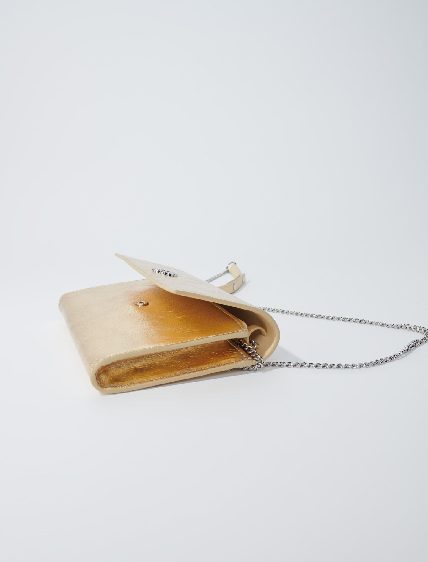 Leather clutch bag with chain - 4