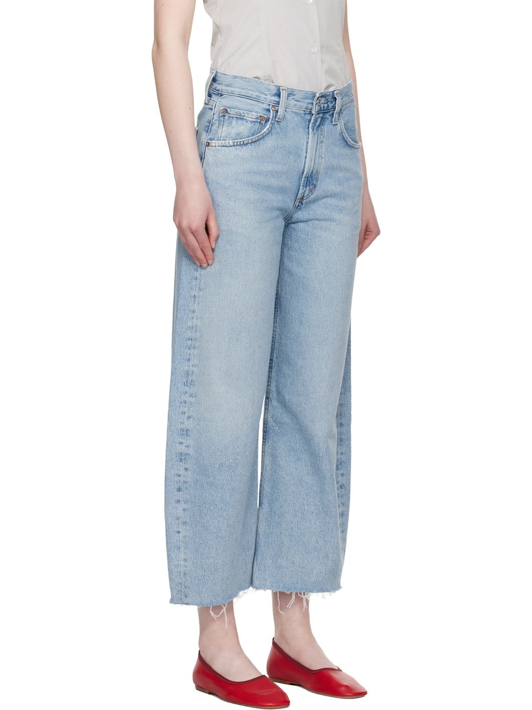 Blue Low Curve Fray Jeans - 2