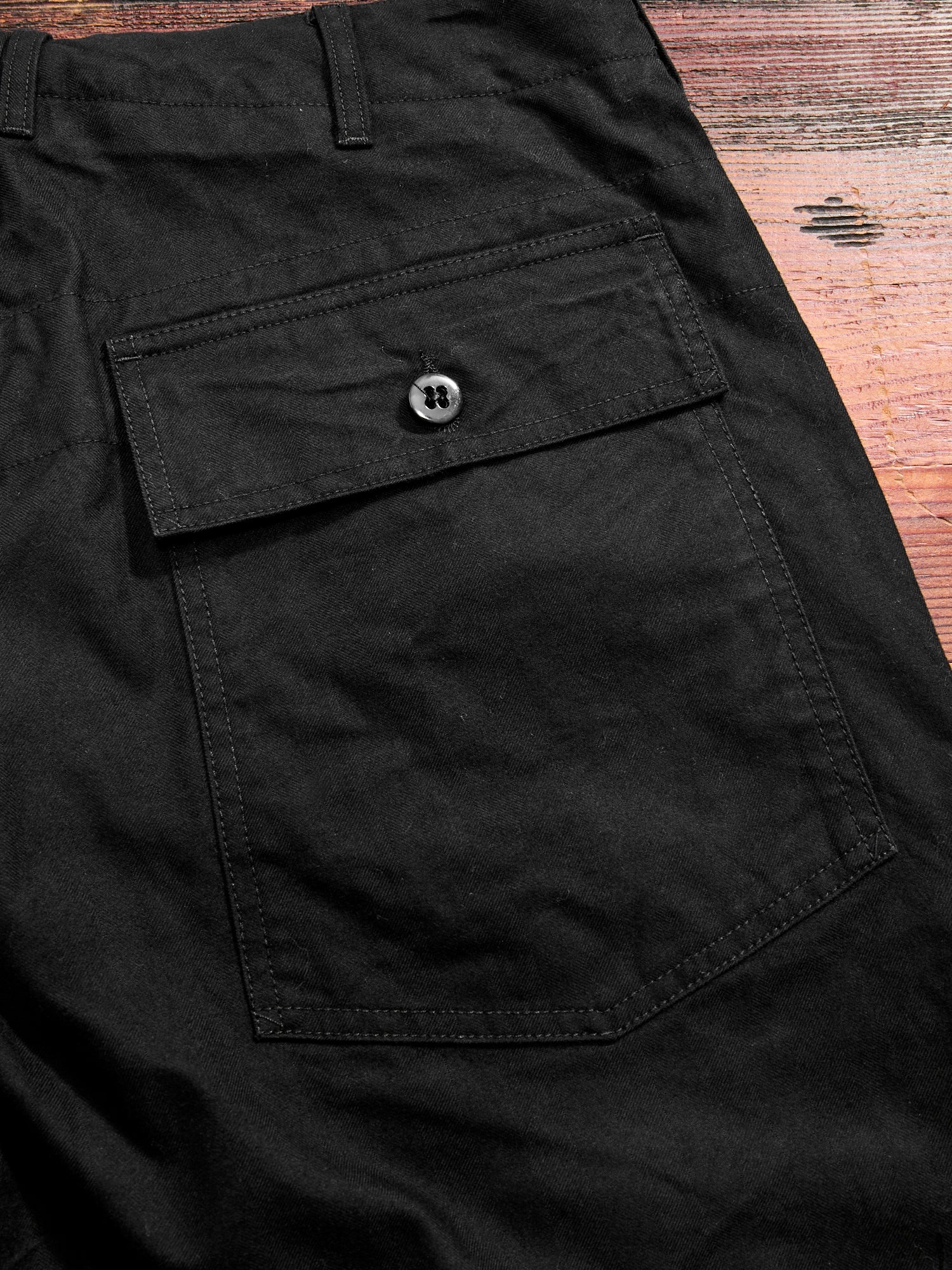 Brushed Herringbone Fatigue Pants in Black - 11