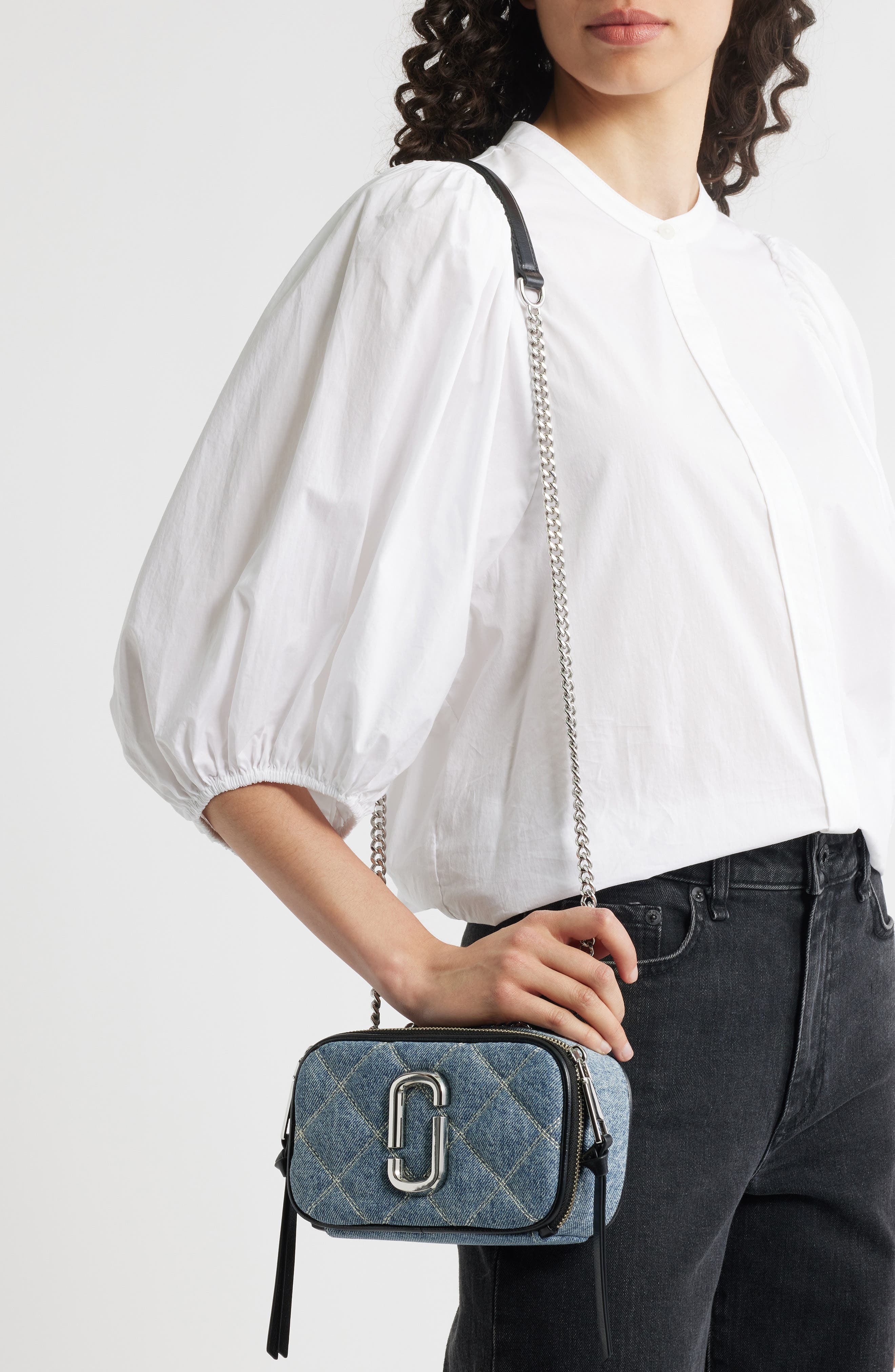 Marc Jacobs The Quilted Denim Softshot Bag in Light Wash Indigo at Nordstrom - 2