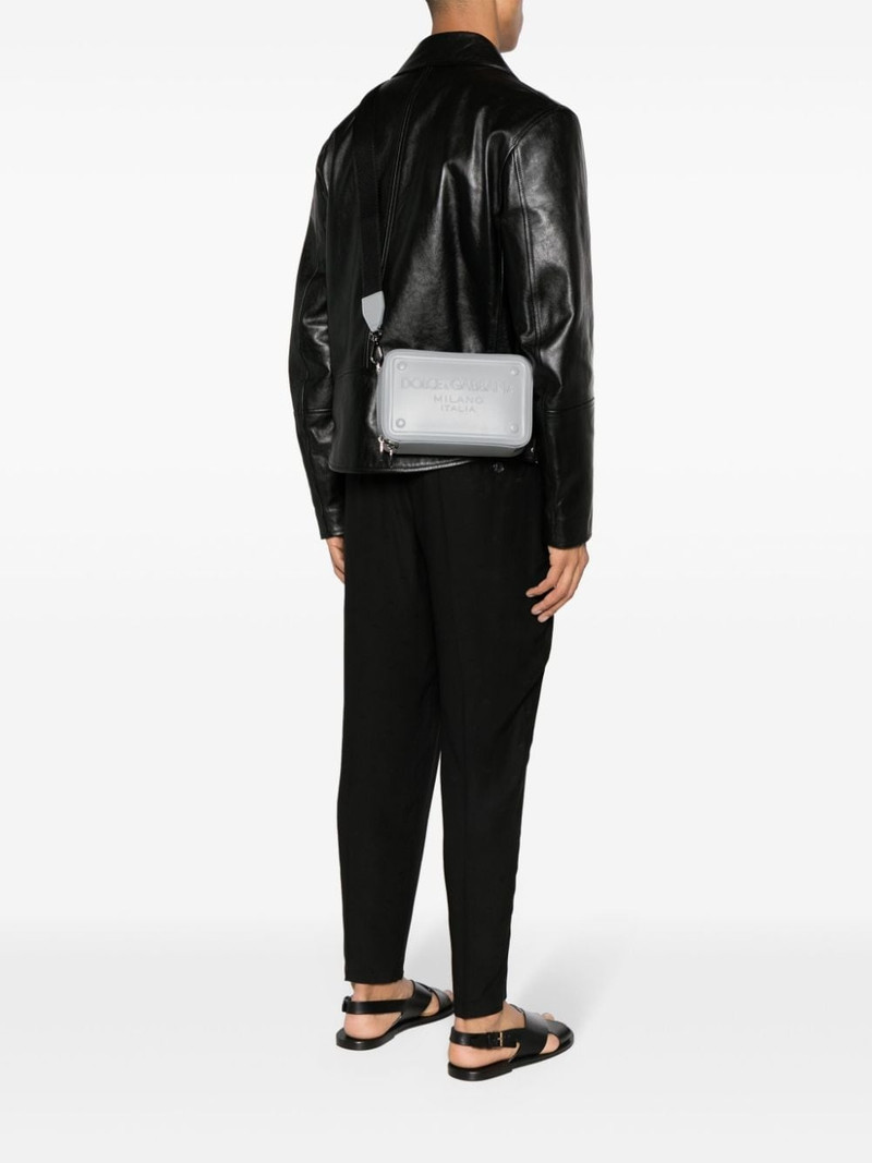 Dolce & Gabbana logo-embossed leather messenger bag outlook