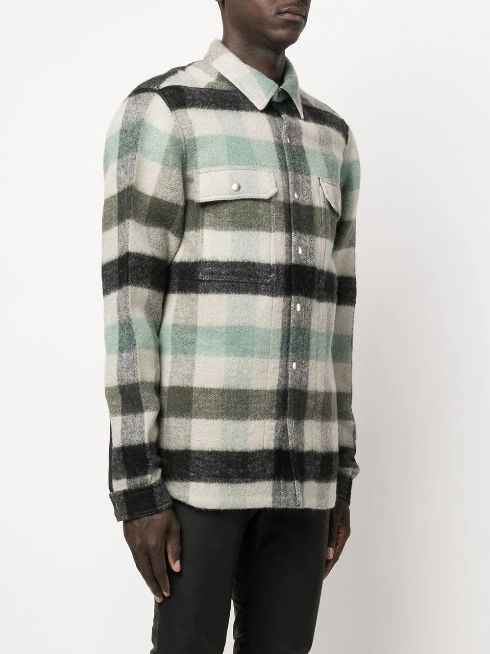 plaid-check print overshirt jacket - 4