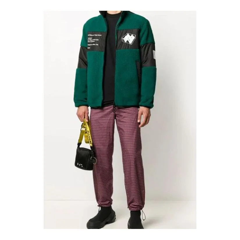 Men's Off-White Printing Fleece Jacket Green OMKI015E20FAB0015701 - 1