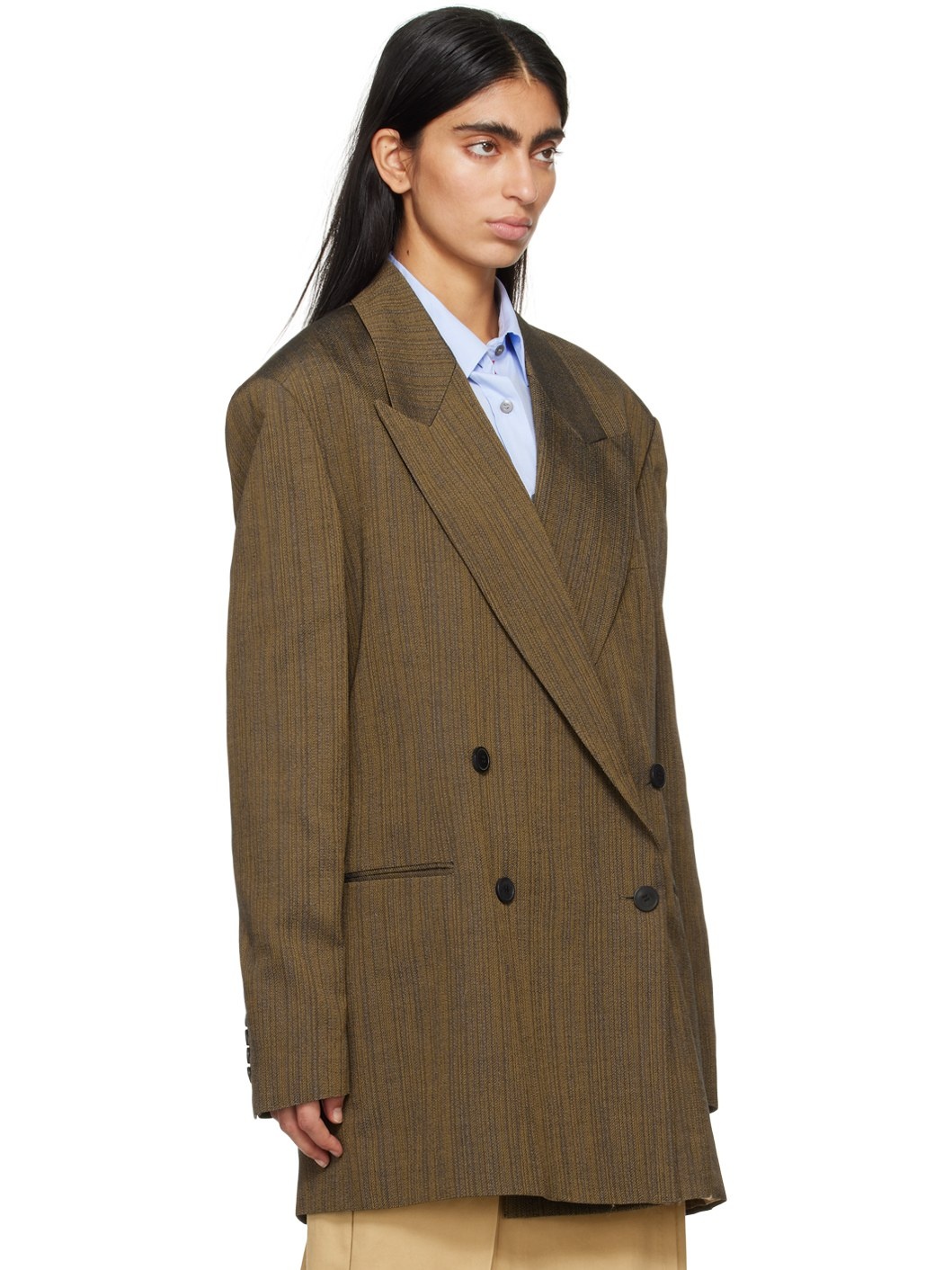 Brown Double-Breasted Blazer - 2