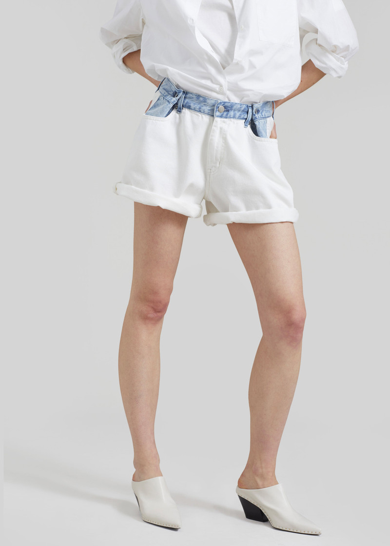 Hayla Contrast Denim Shorts - Off White/Blue 6