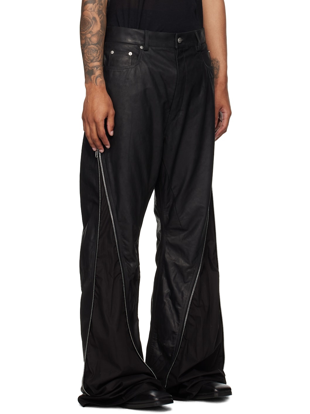 Black Concordians Bolan Banana Leather Pants - 2