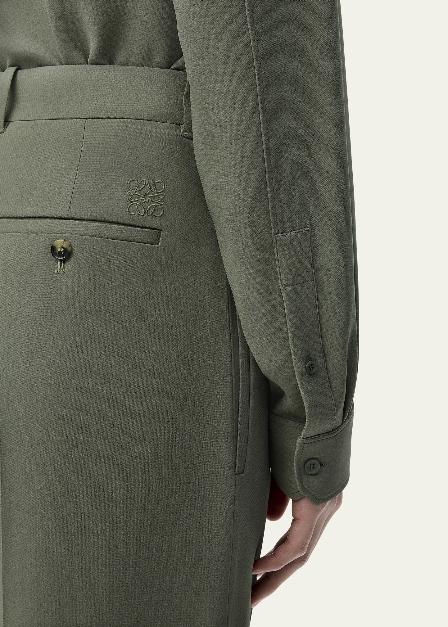 Men's Sage Viscose Blend Cady Pleated Trousers - 4