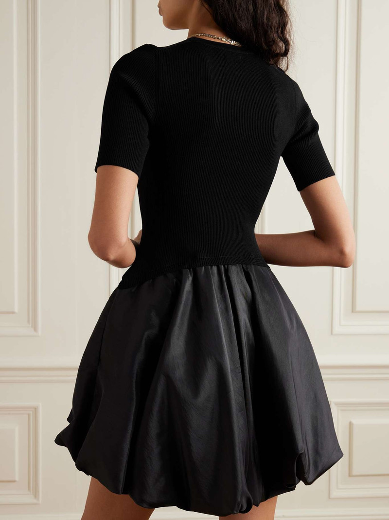 Kenny ribbed-knit and pleated taffeta mini dress 3