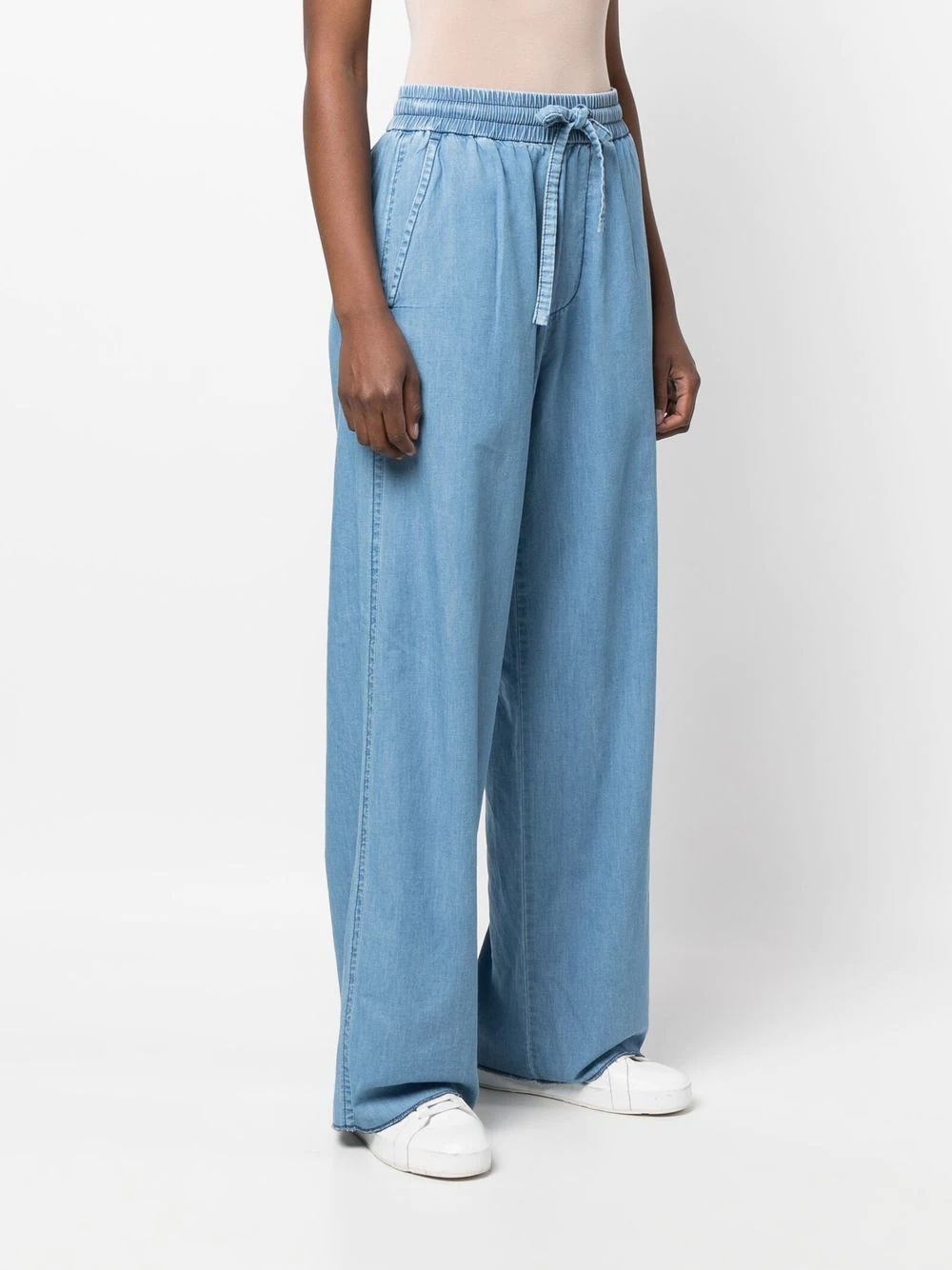 drawstring-fastening wide-leg jeans - 3