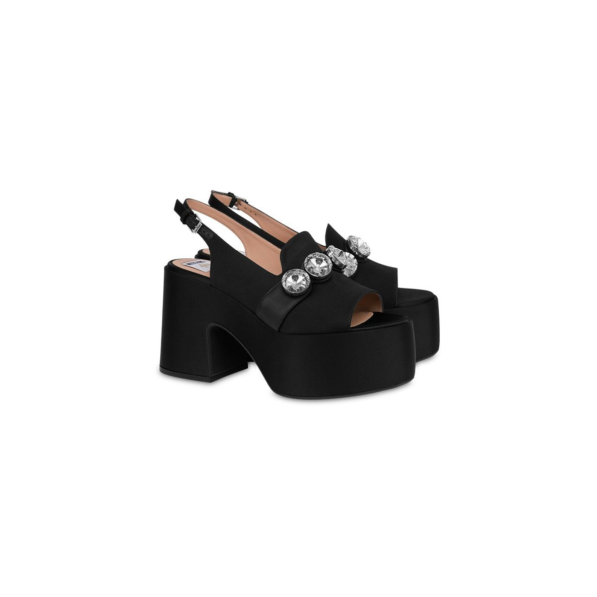 SATIN SANDALS WITH PLATFORM AND JEWEL STONES - 7