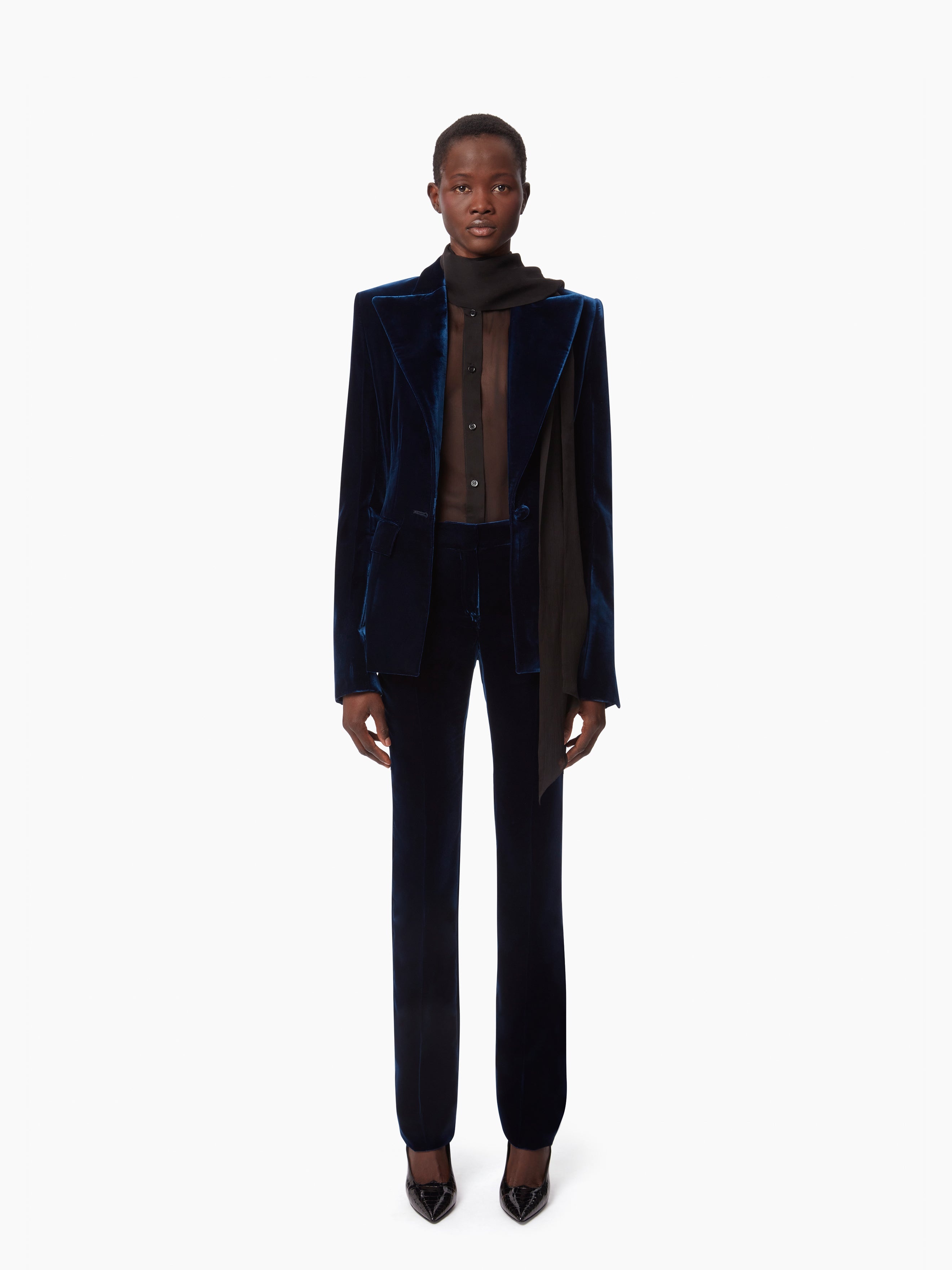 SINGLE-BREASTED BLAZER IN VELVET - 1