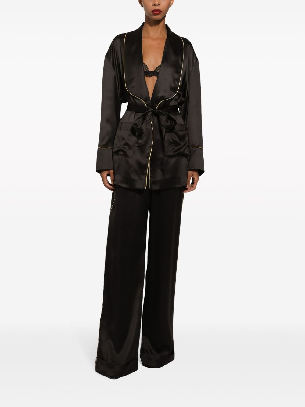 belted silk blazer - 3