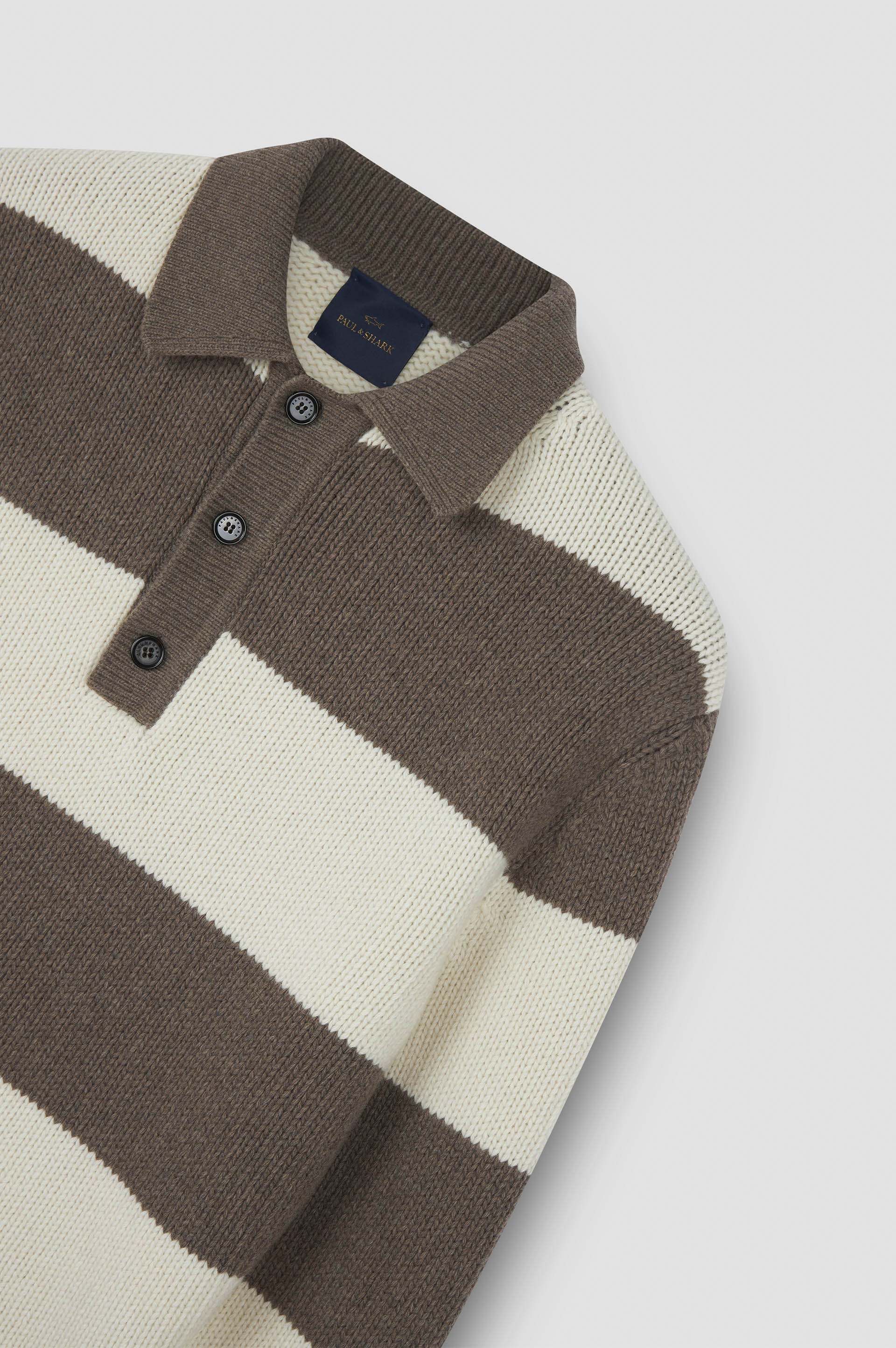 STRIPED RE-WOOL POLO SHIRT - 5