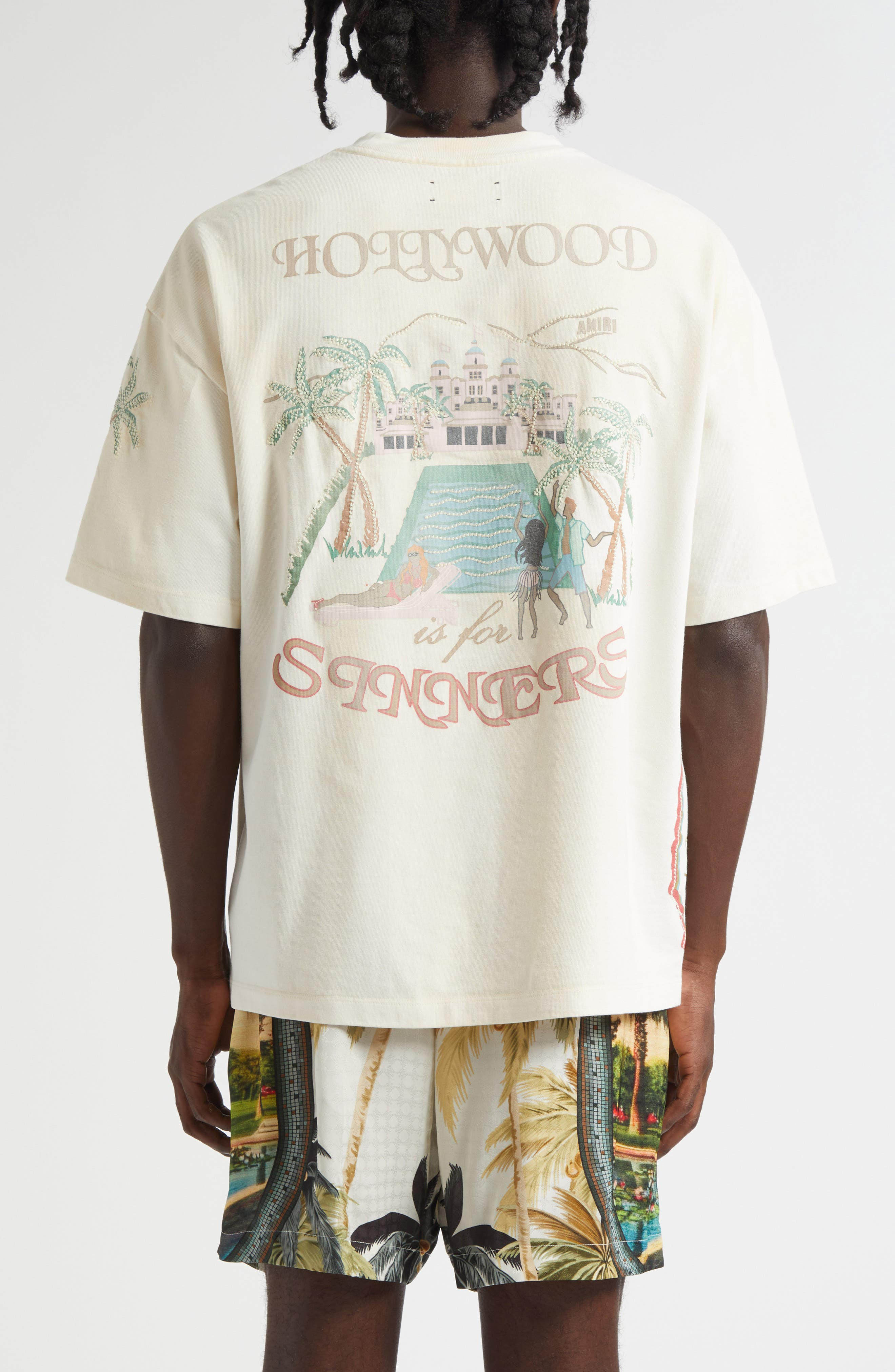 AMIRI Sinners Oversize Cotton Graphic T-Shirt in Ivory at Nordstrom - 3