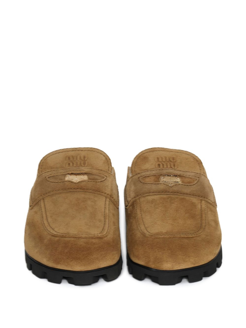 logo-detail suede loafers - 3