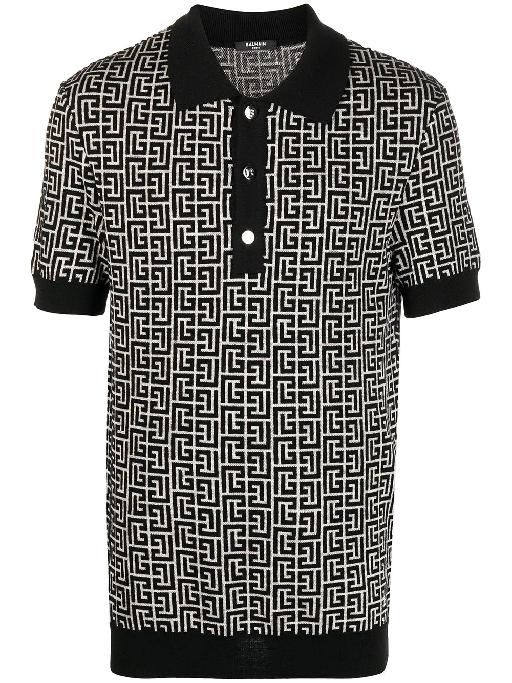 monogram pattern polo shirt - 1