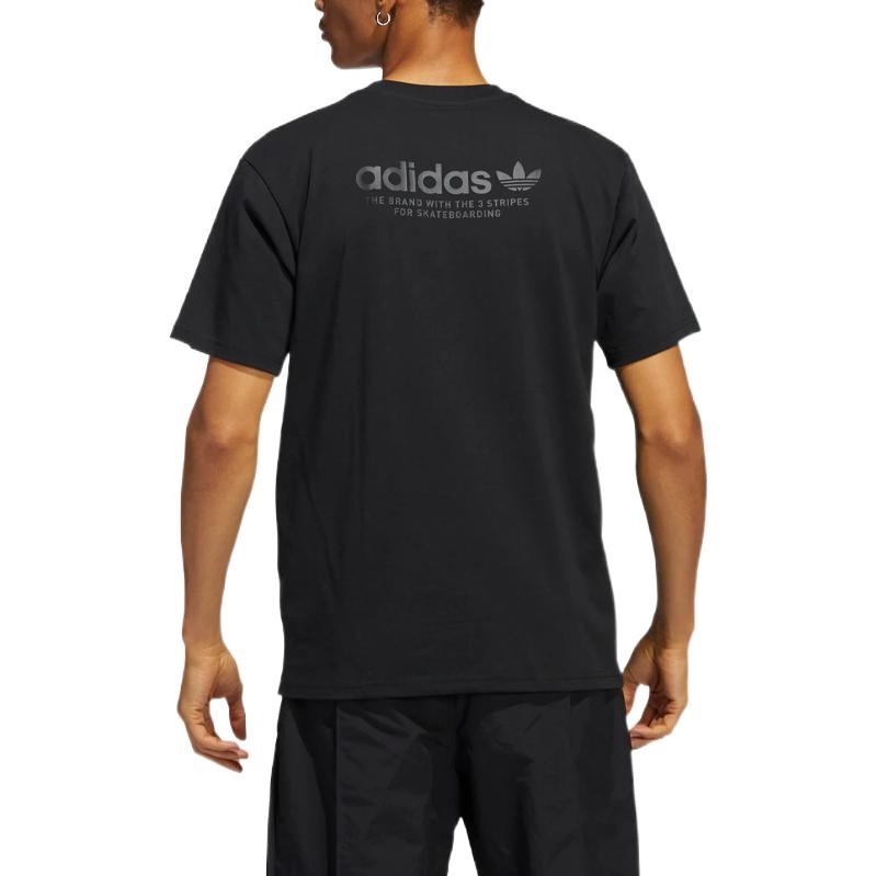 adidas originals Back Brand Logo Printing Casual Sports Short Sleeve Couple Style Black HC0169 - 3