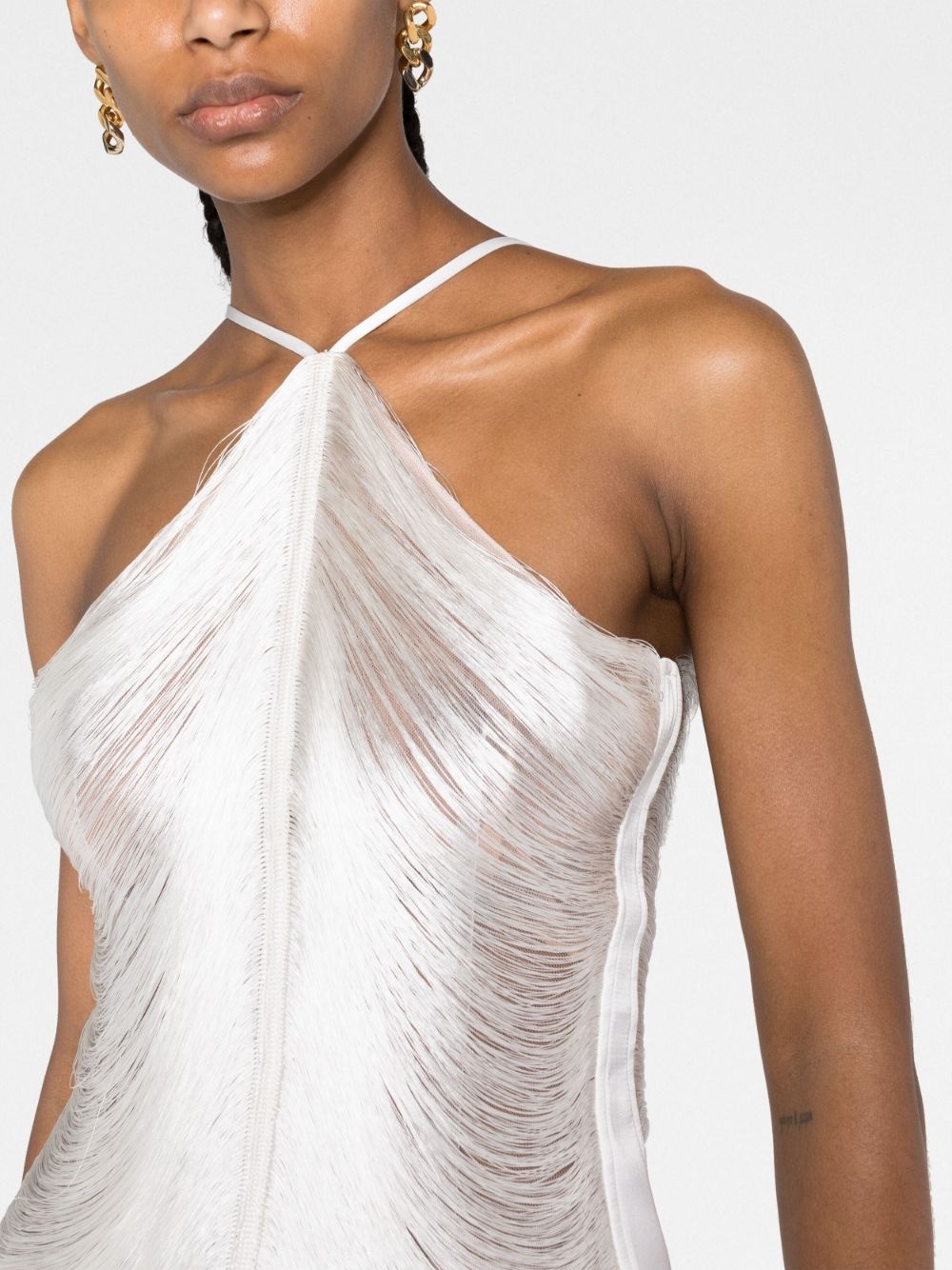 Mara halterneck fringed minidress - 5