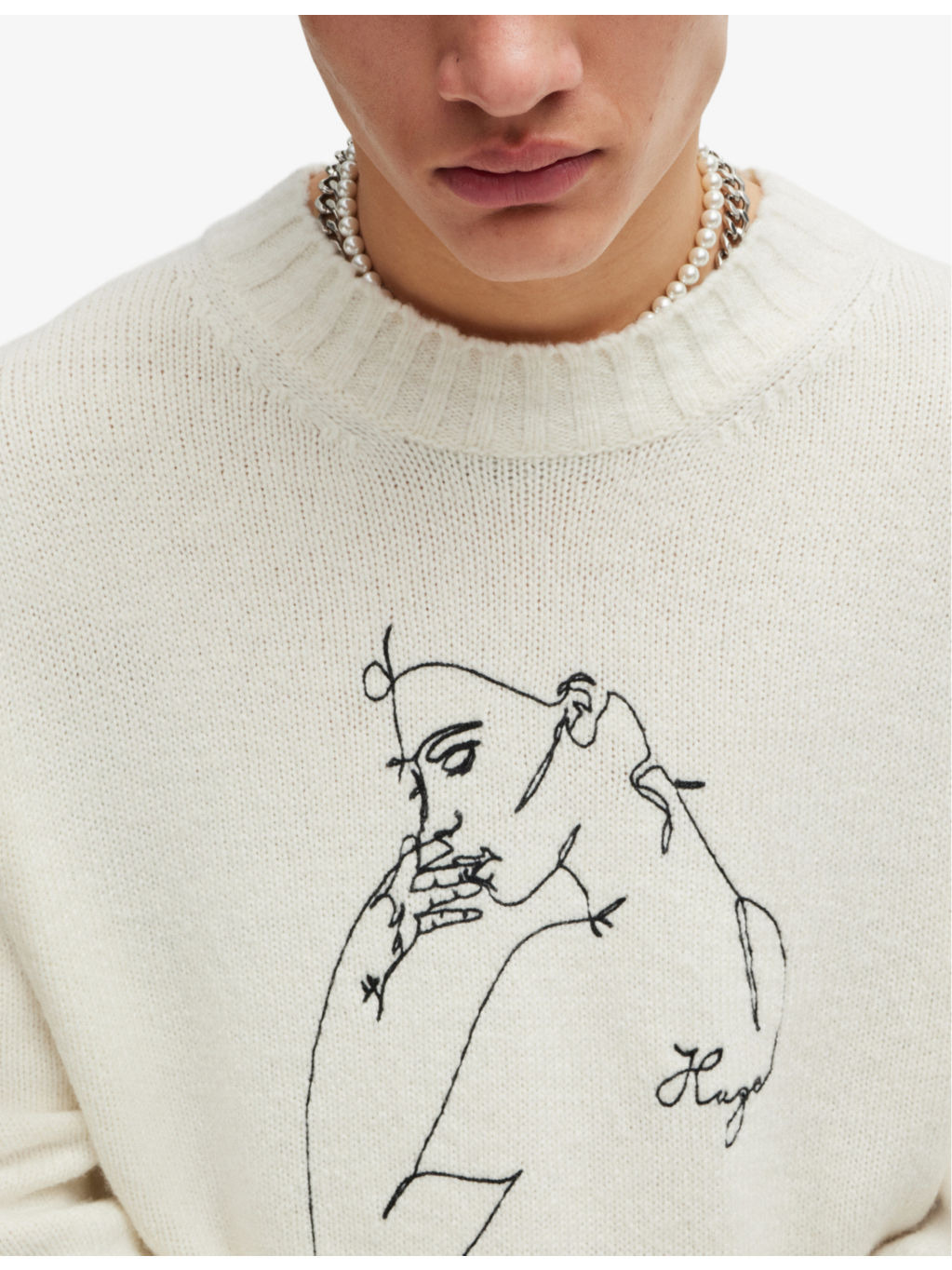 Face-motif relaxed-fit wool-blend jumper - 5