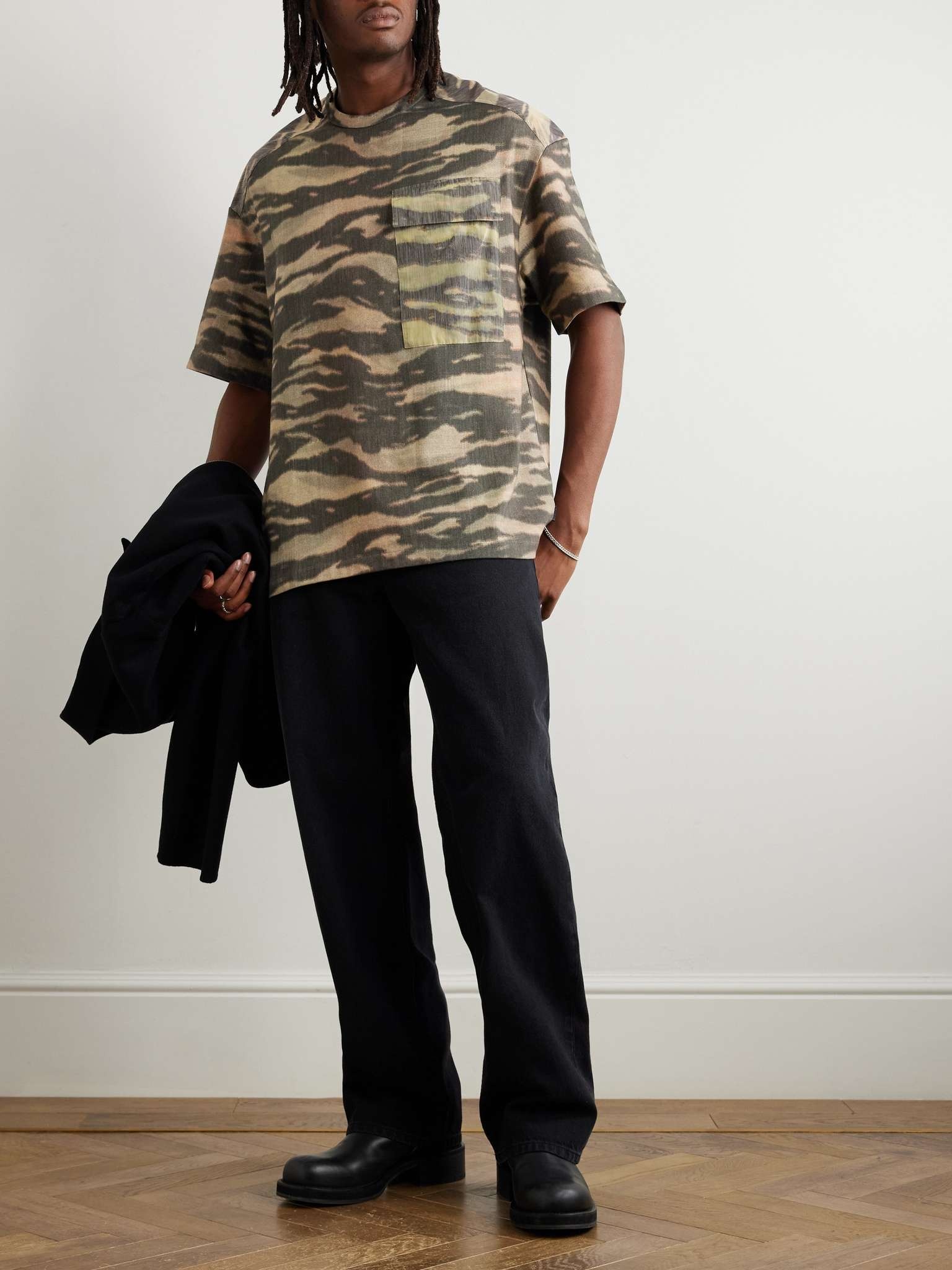 Printed Shell-Trimmed Cotton-Jersey T-Shirt - 2