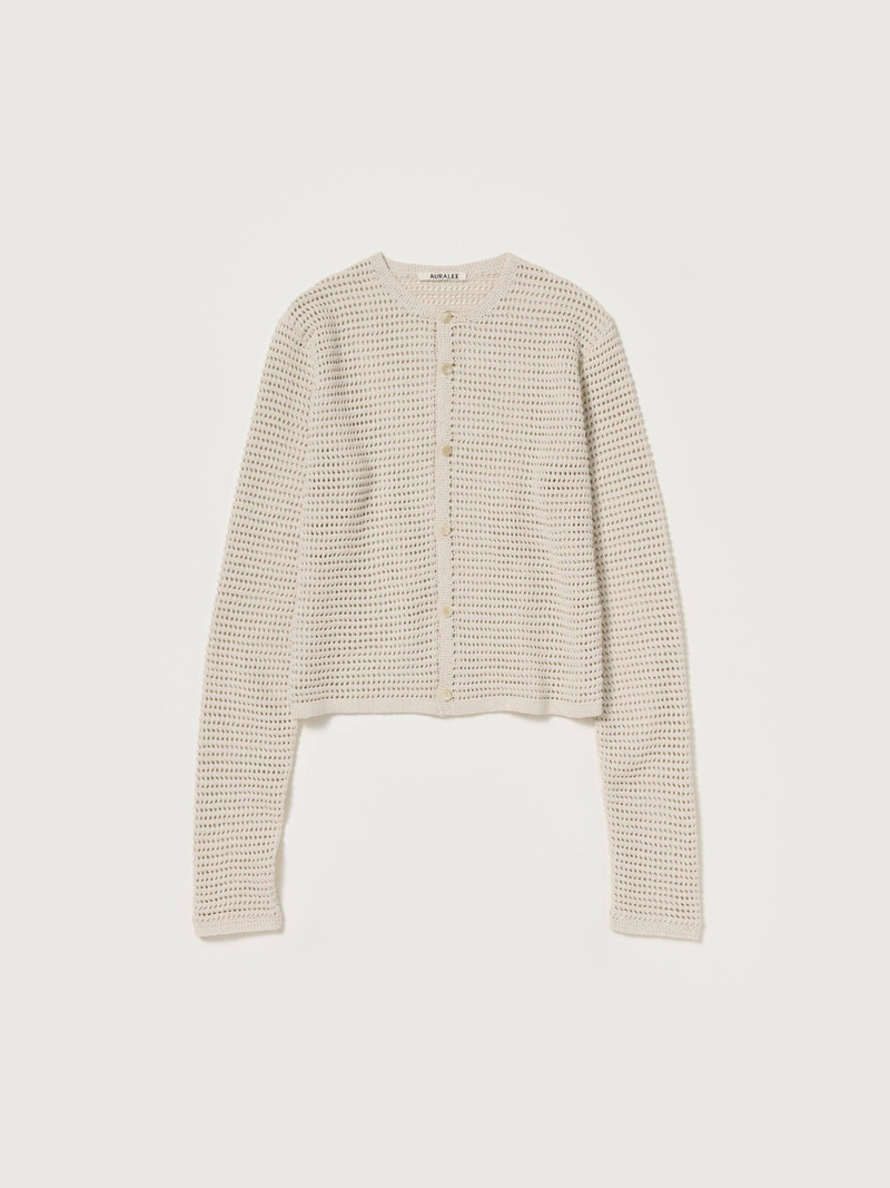 TUSSAH SILK COTTON MESH KNIT CARDIGAN 1