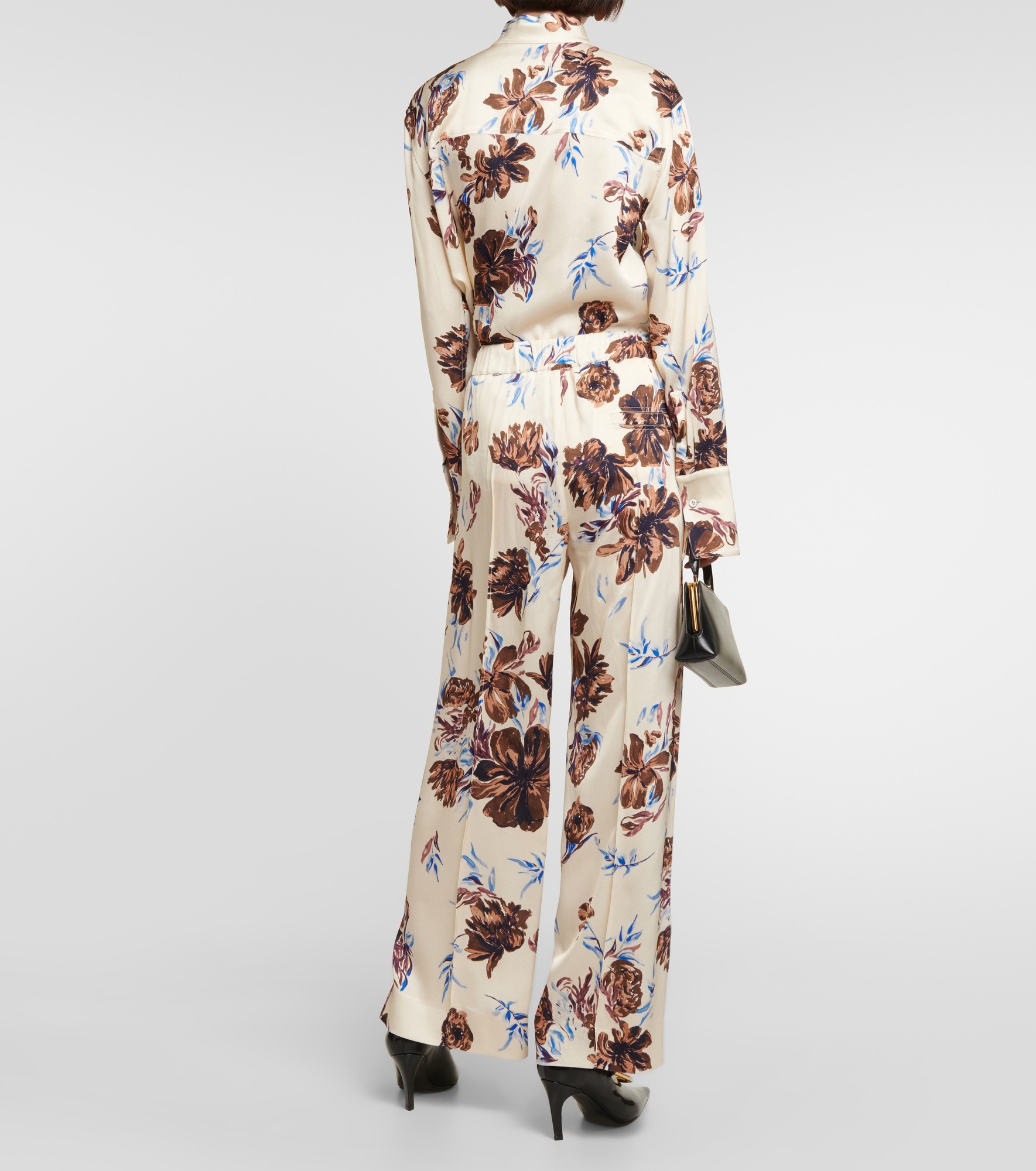 Floral high-rise wide-leg pants - 3