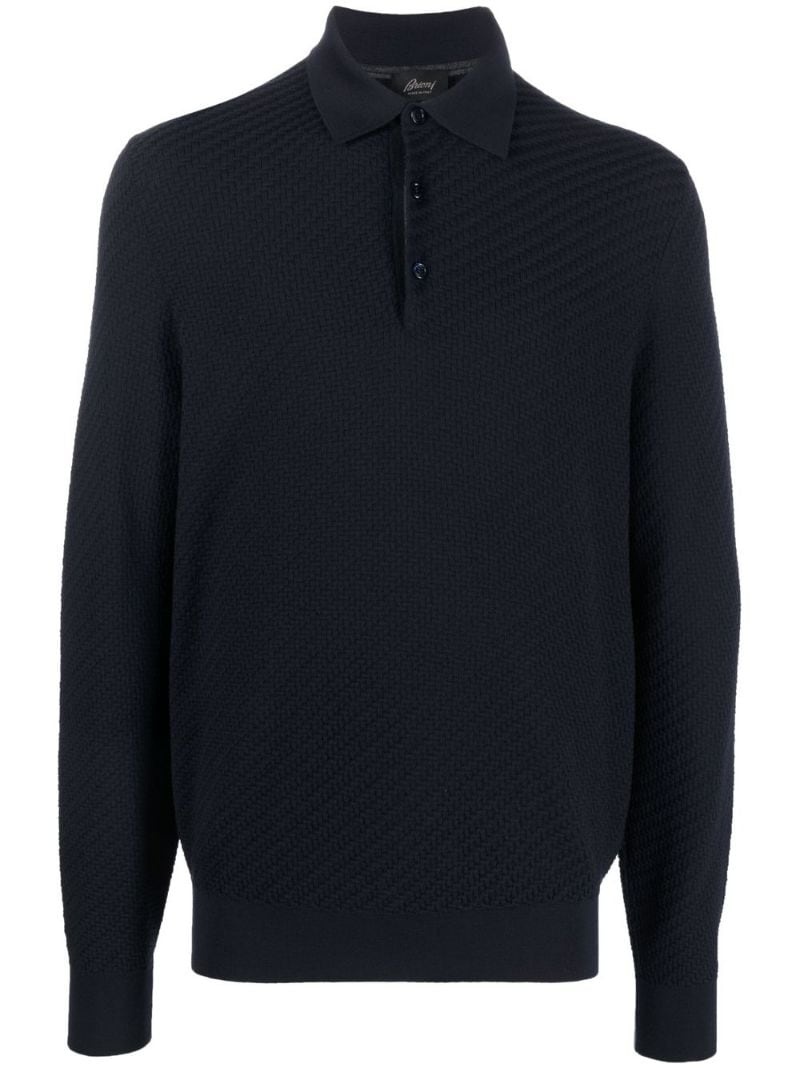 knit long-sleeve polo shirt - 1