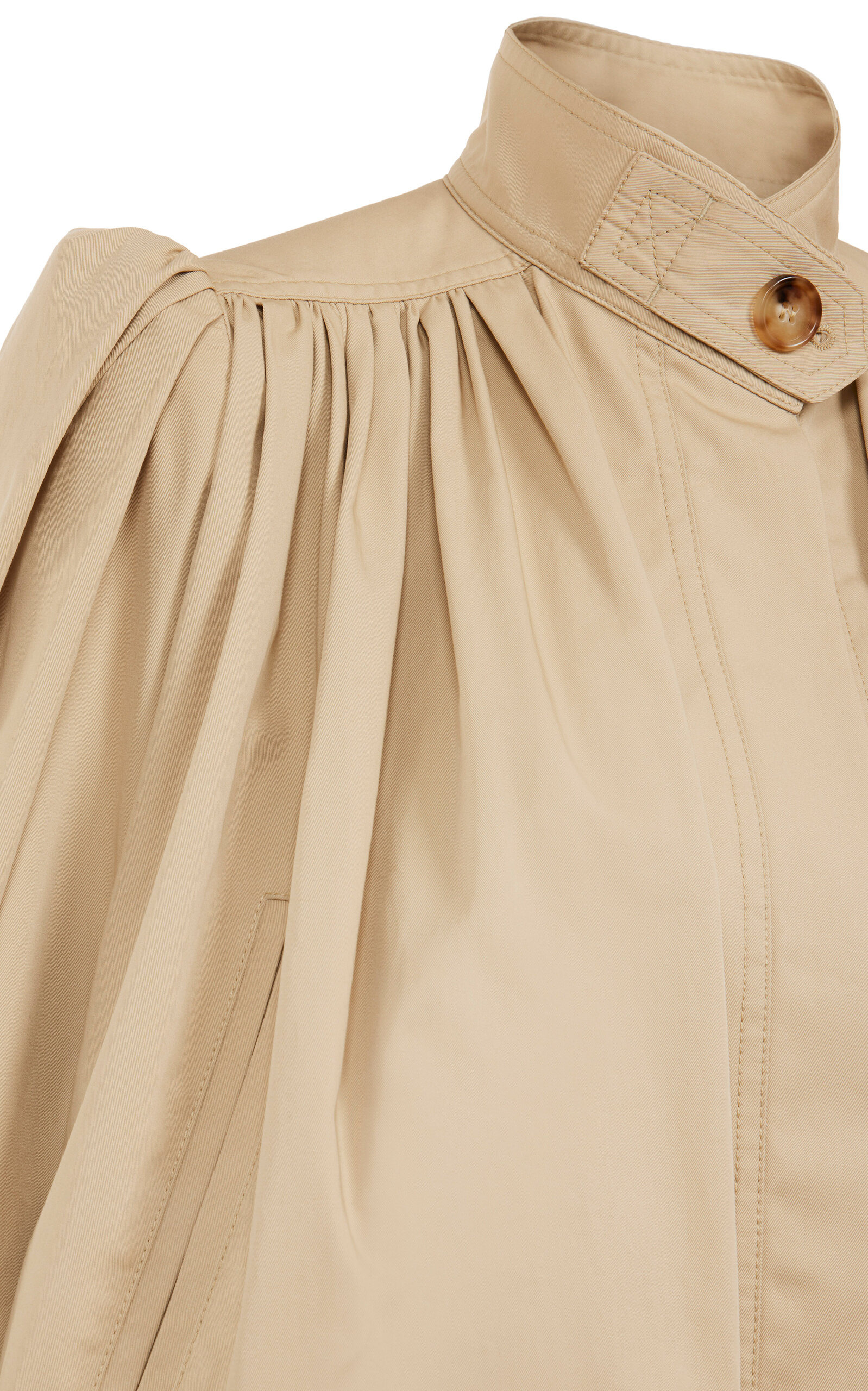 Puff-Sleeve Organic Cotton Gabardine Cropped Jacket grey - 6