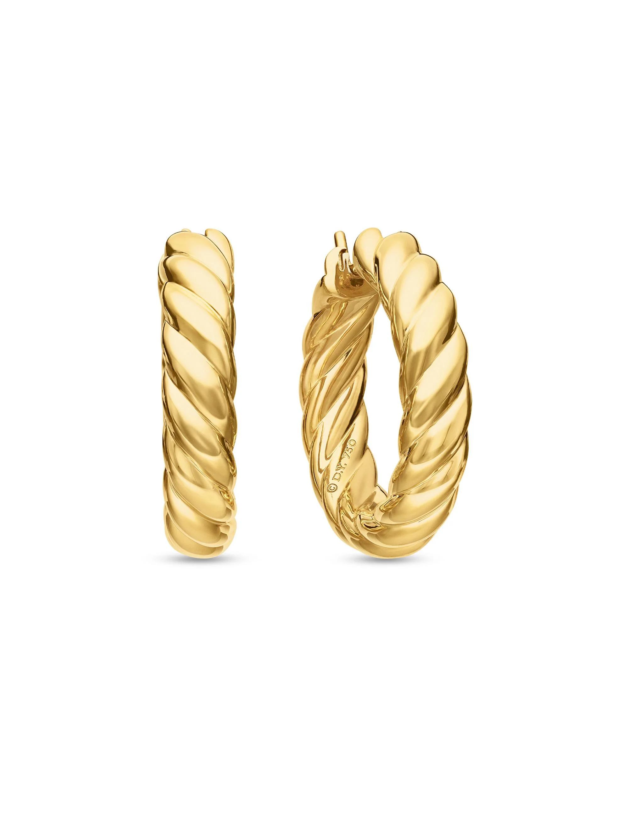 Women's Sculpted Cable Hoops Earrings in 18K Yellow Gold - Gold - 1