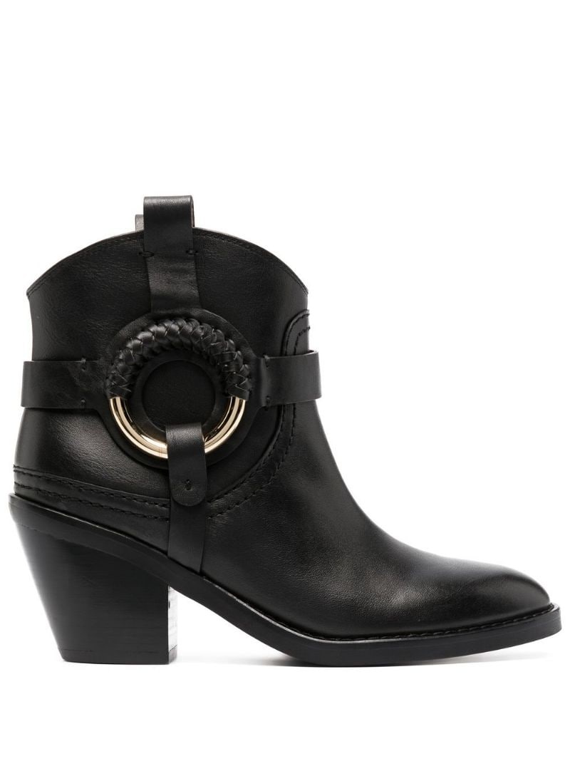 Hana 70mm buckle leather boots - 1