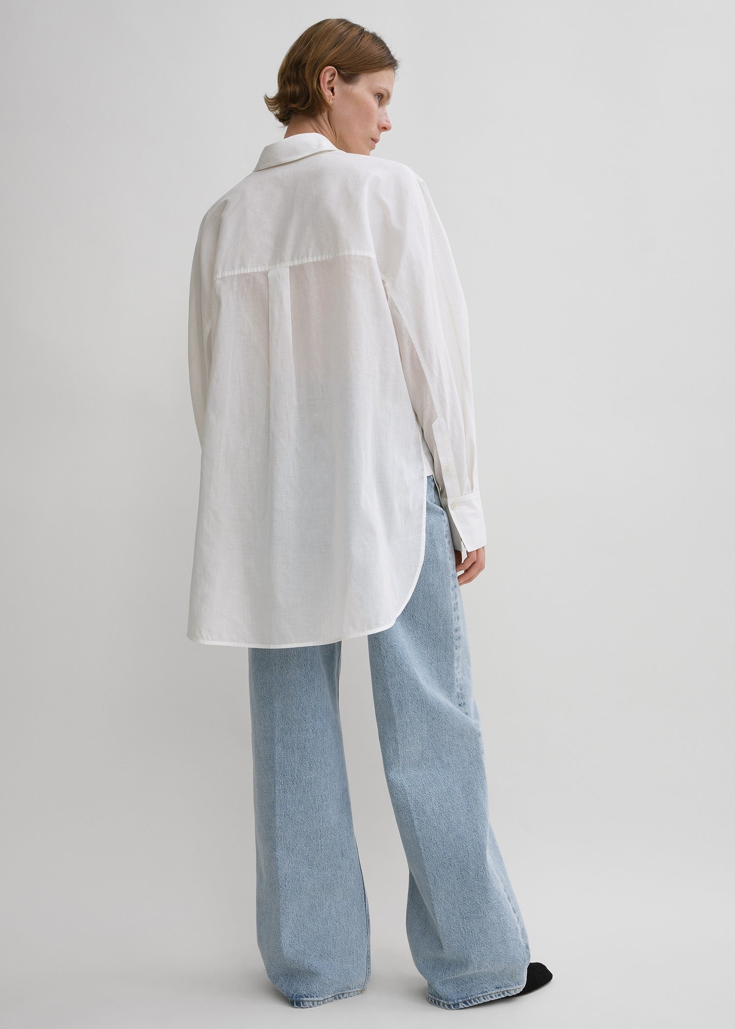 Kimono-sleeve cotton shirt white - 4