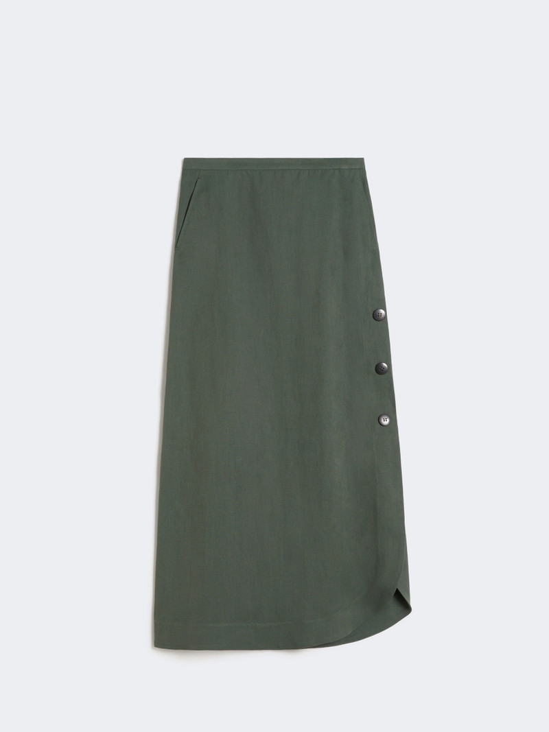 PIRANIA Viscose and linen canvas skirt - KAKI 1