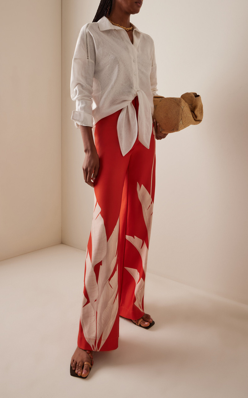 ANDRES OTALORA Dandelion Scuba Wide-Leg Pants orange outlook