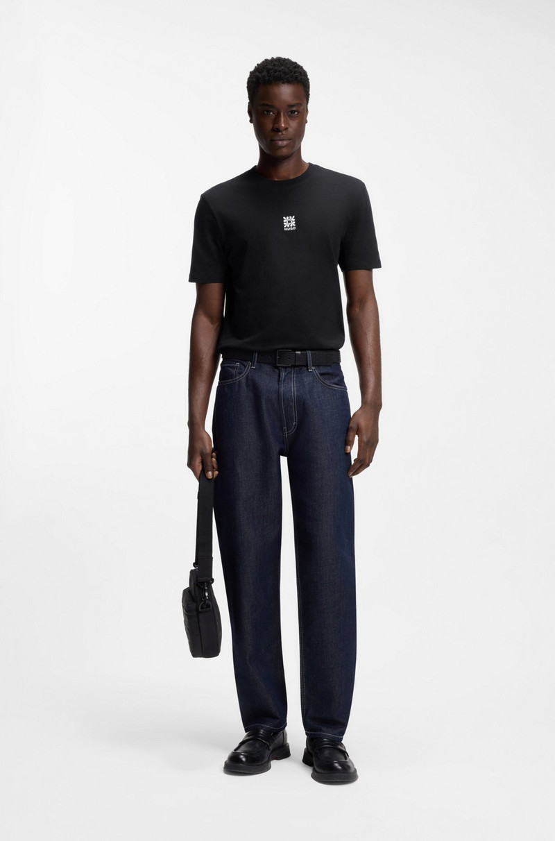 HUGO COTTON-JERSEY T-SHIRT WITH EMBROIDERED LOGO ARTWORK outlook