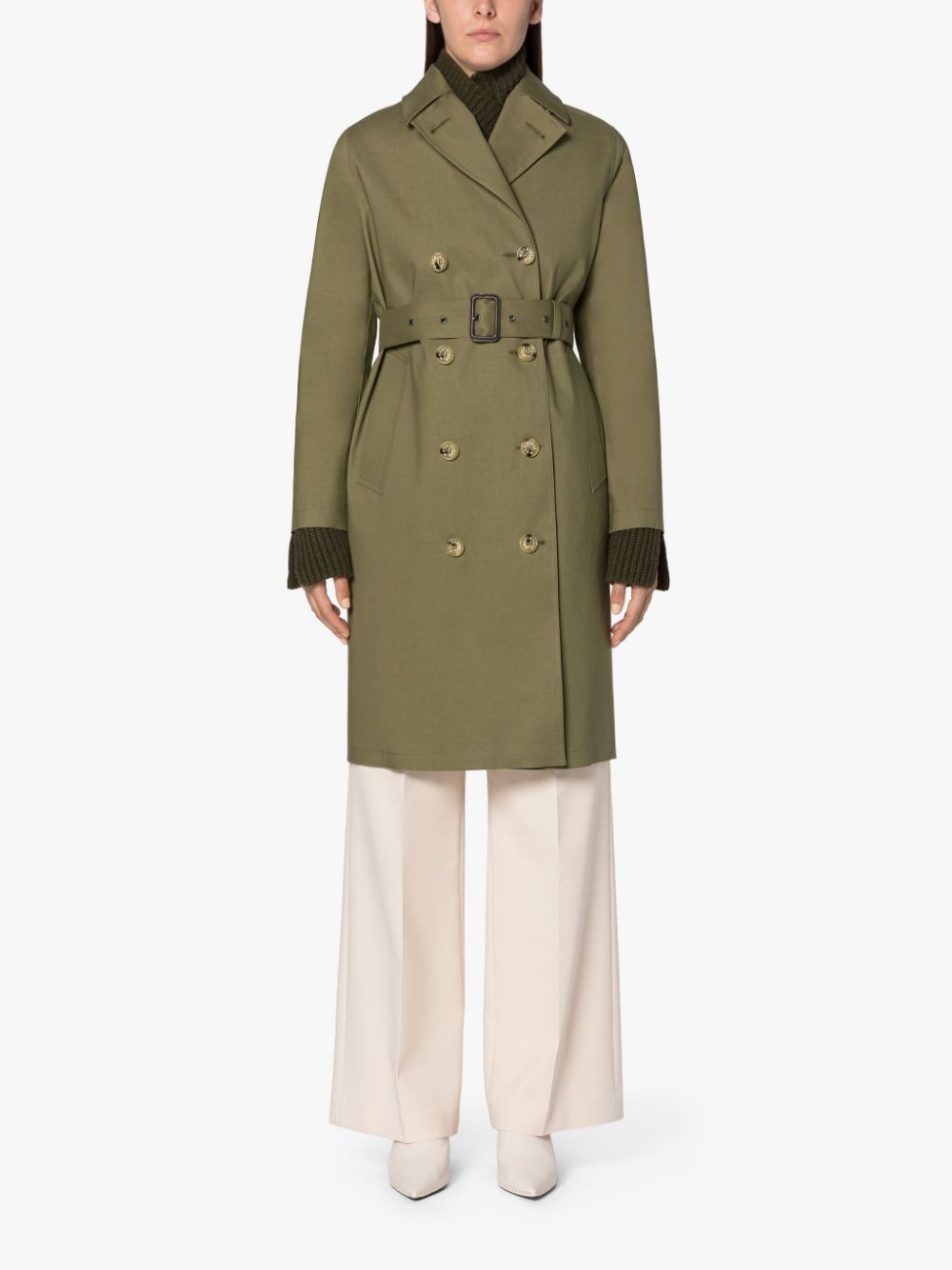 MORNA KHAKI BONDED COTTON TRENCH COAT - 3