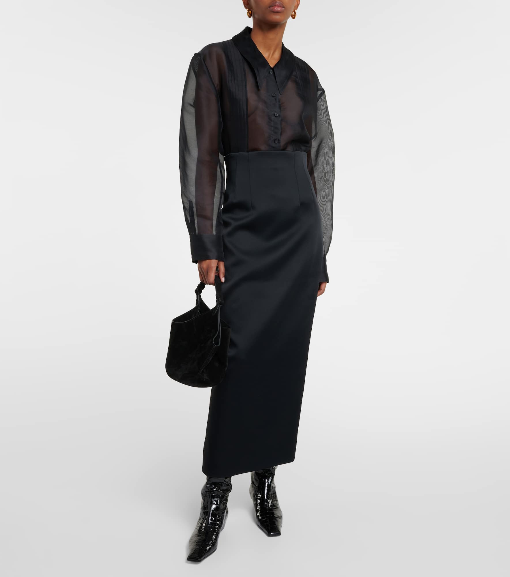 Loxley high-rise satin pencil skirt - 2