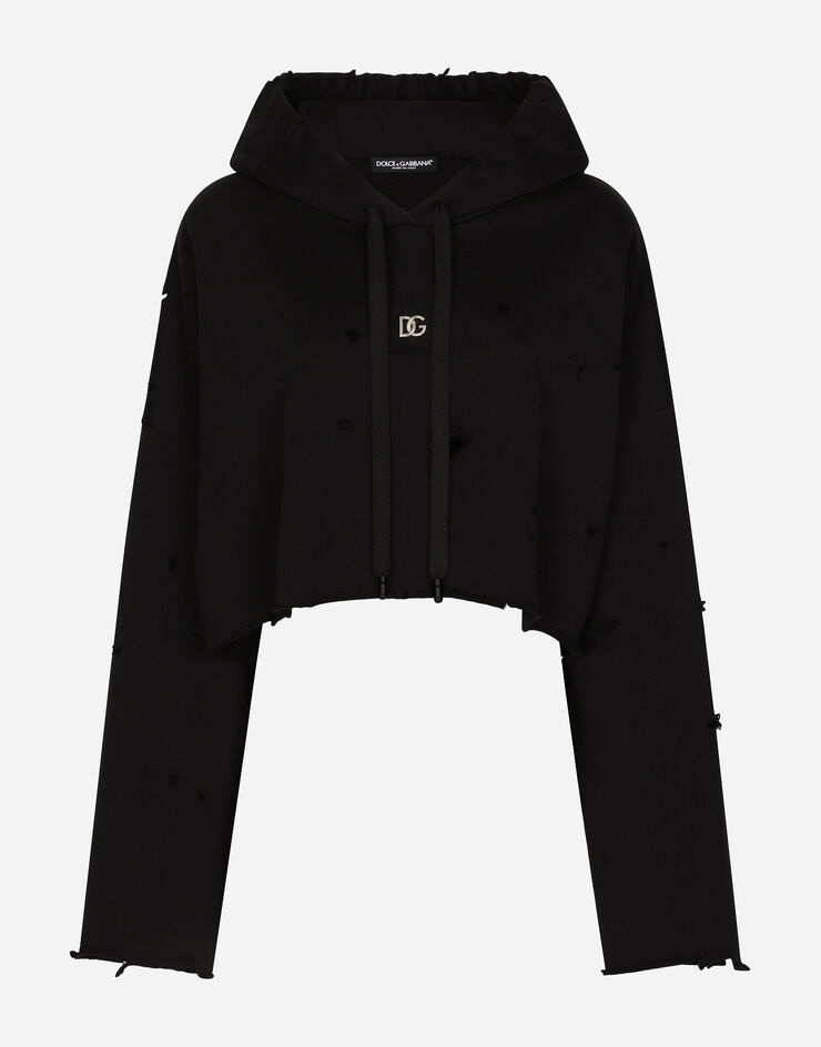 Jersey sweatshirt with darts and metal DG logo - 1